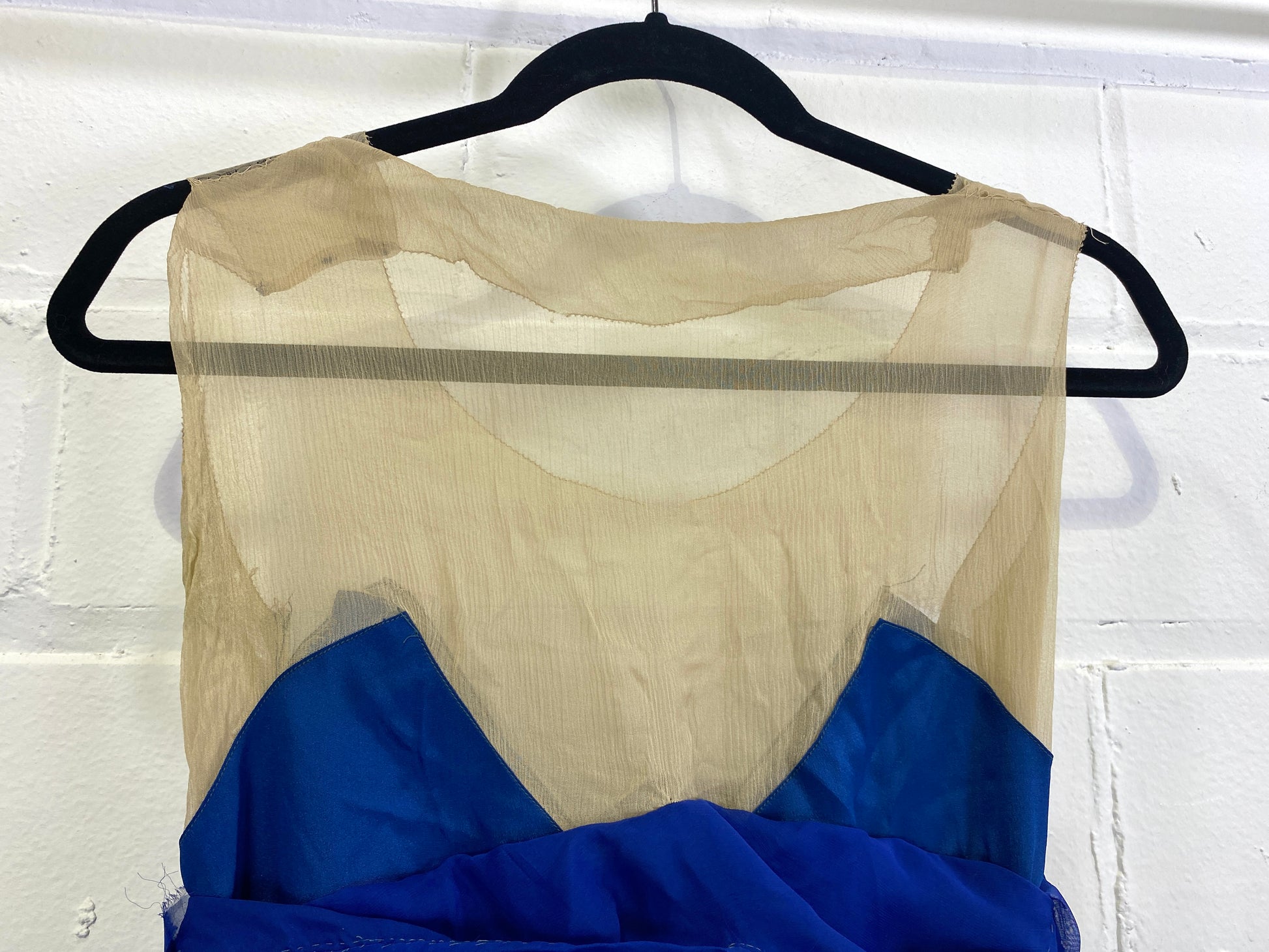 Vintage 1930s Royal Blue Silk Chiffon Dress, XS Vintage 1930s Royal Blue Silk Chiffon Dress, XS