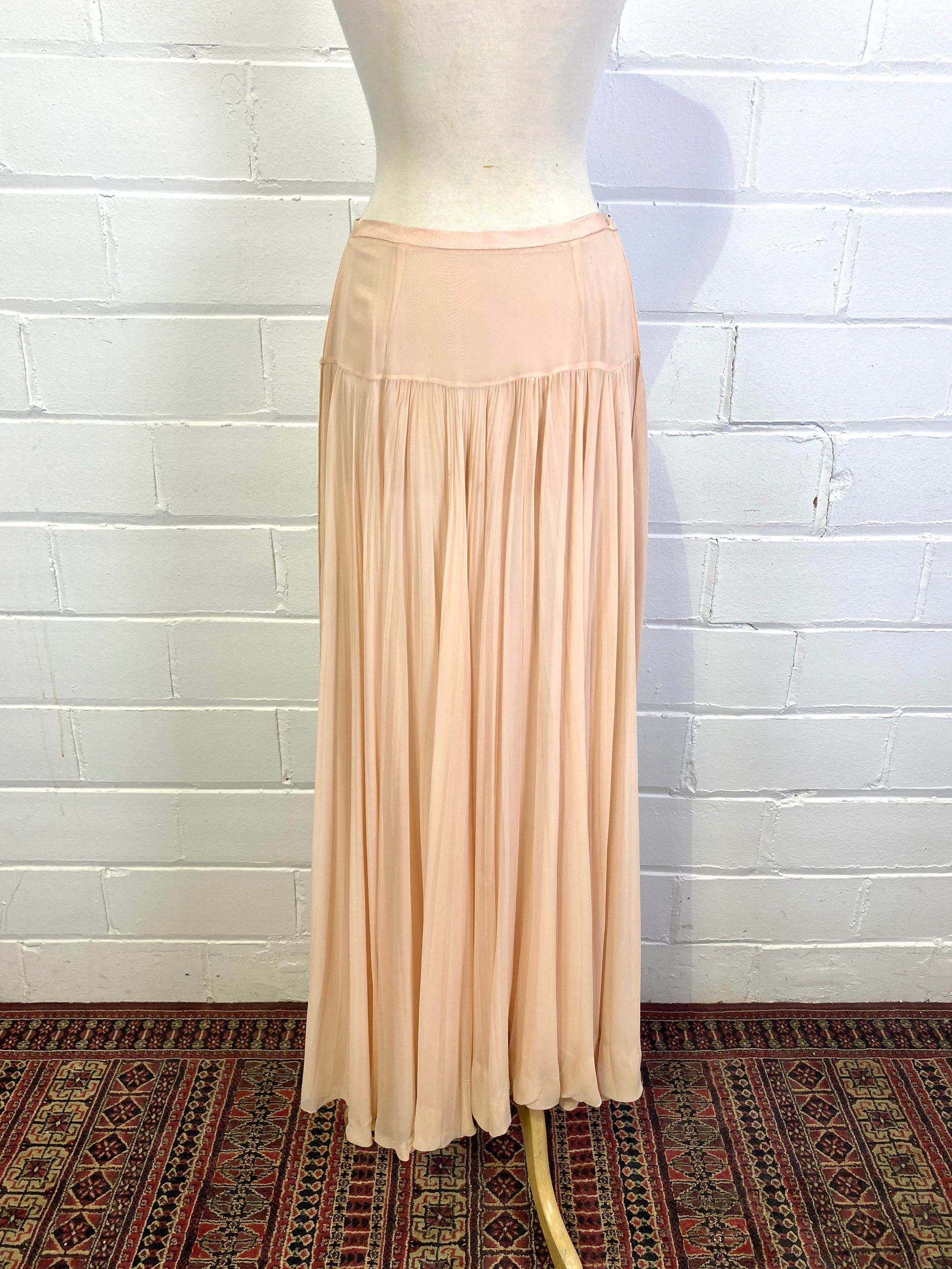 Vintage 1930s Pink Silk Chiffon Half-Skirt/ Underskirt