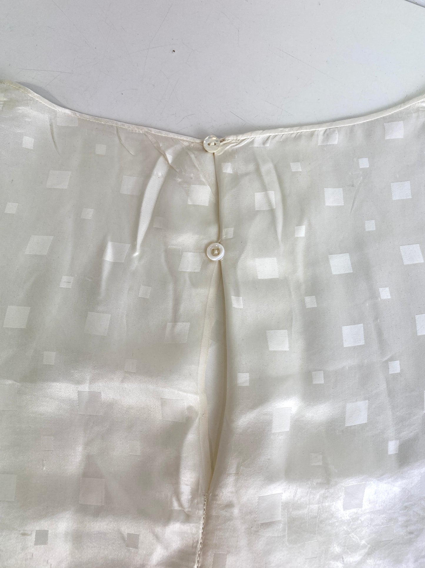 Vintage 1930s White Silk Jacquard Step-In Tap Shorts, W24