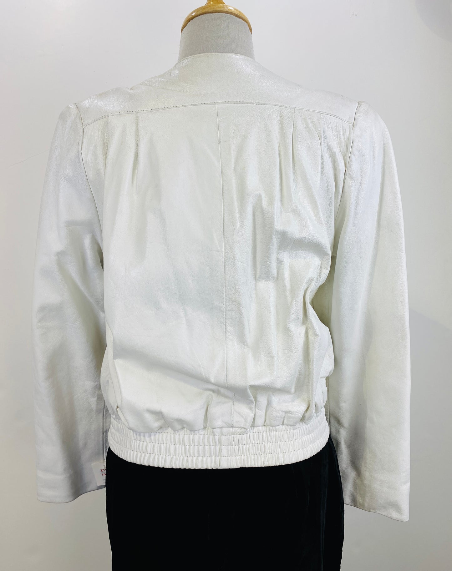 Vintage 1980s Women's White/ Red Leather Jacket, Medium