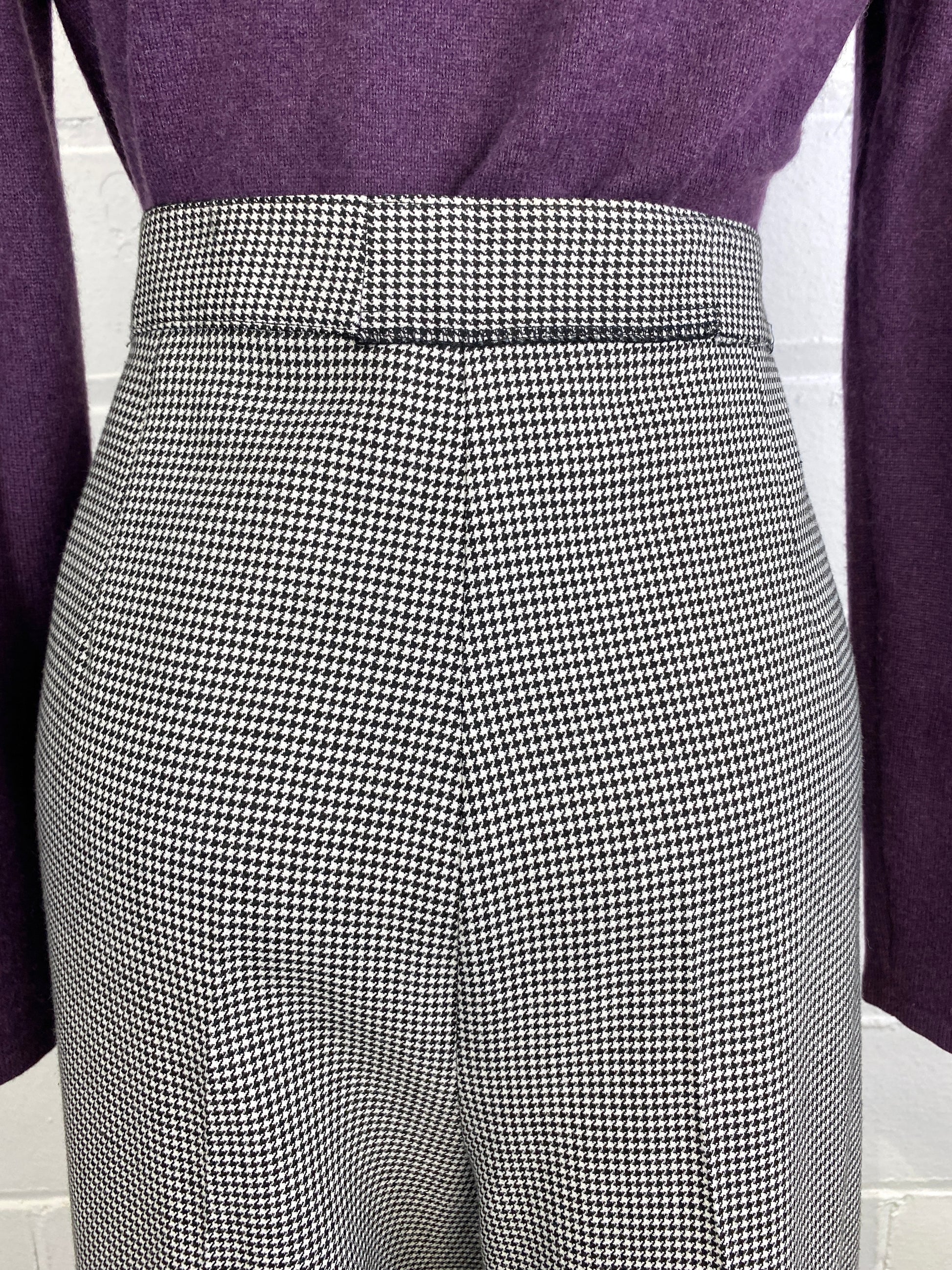 Vintage 1980s Black & White Houndstooth Check Trousers, W36"