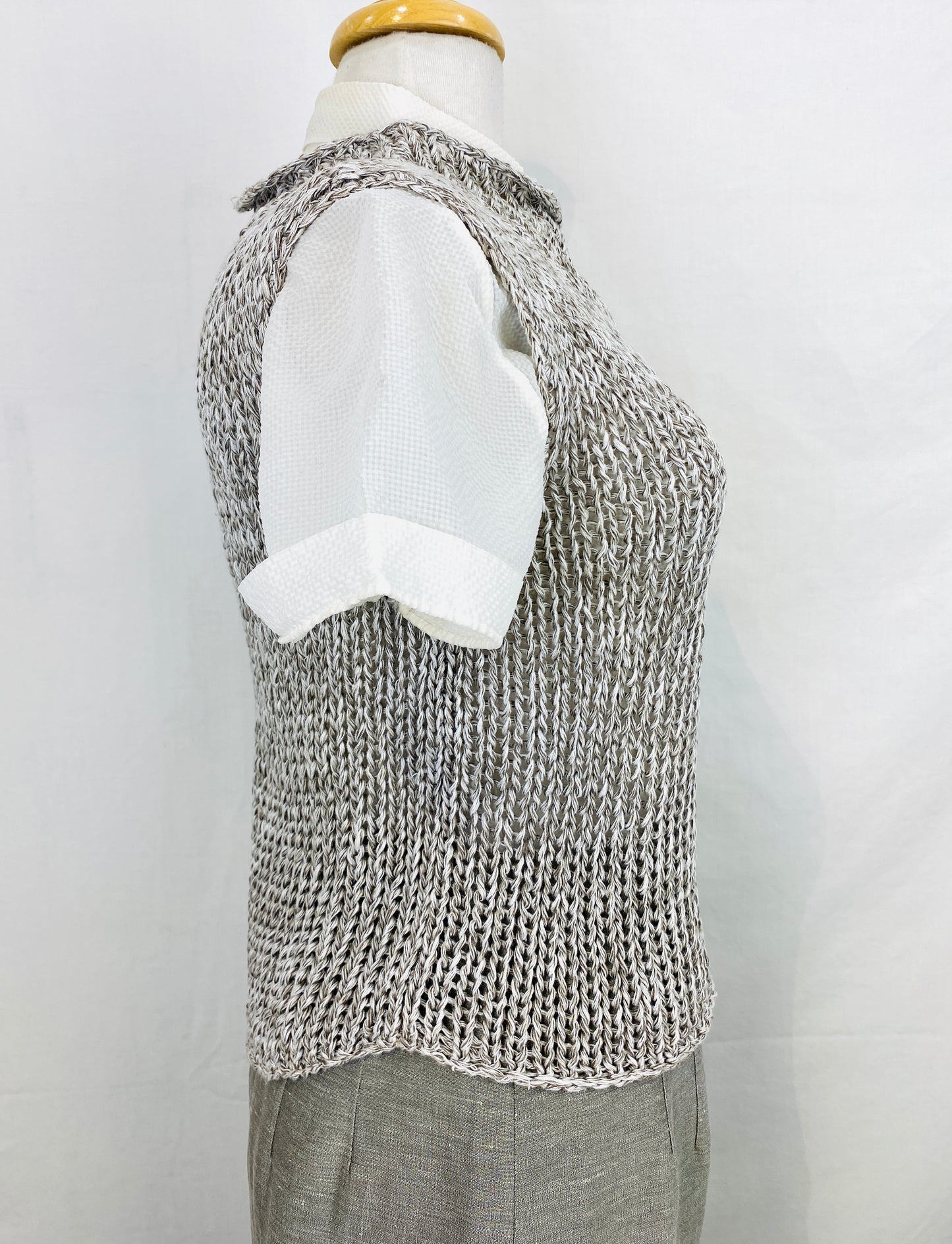 Vintage 1990s Eileen Fisher Grey Linen Knit Tank Top
