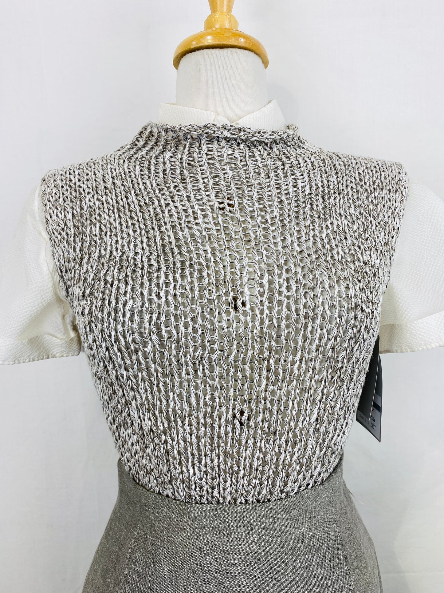 Vintage 1990s Eileen Fisher Grey Linen Knit Tank Top