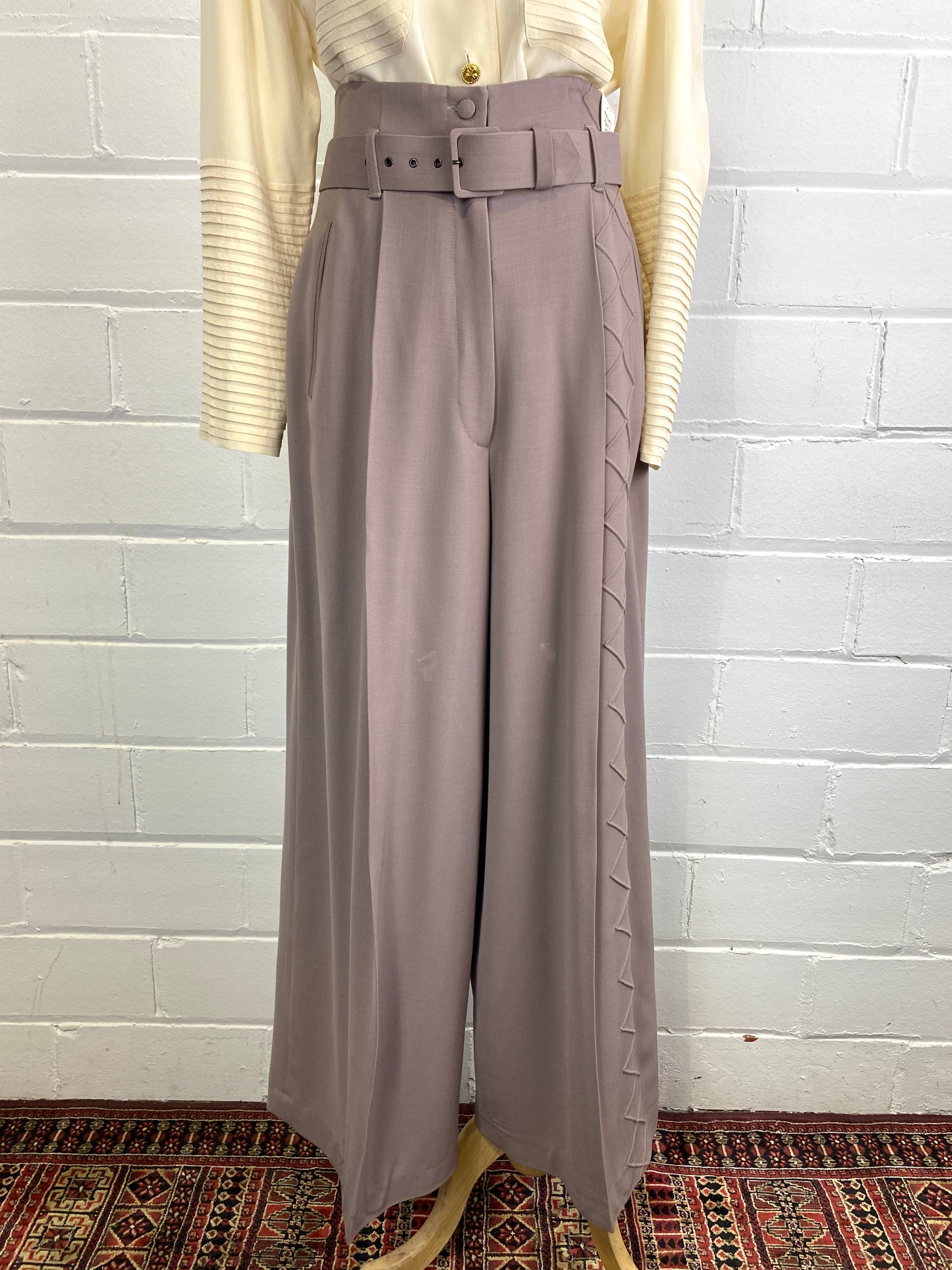 Vintage Inspired High Waisted Wide Leg Trousers in Bottle Green - 1930s &  40s style