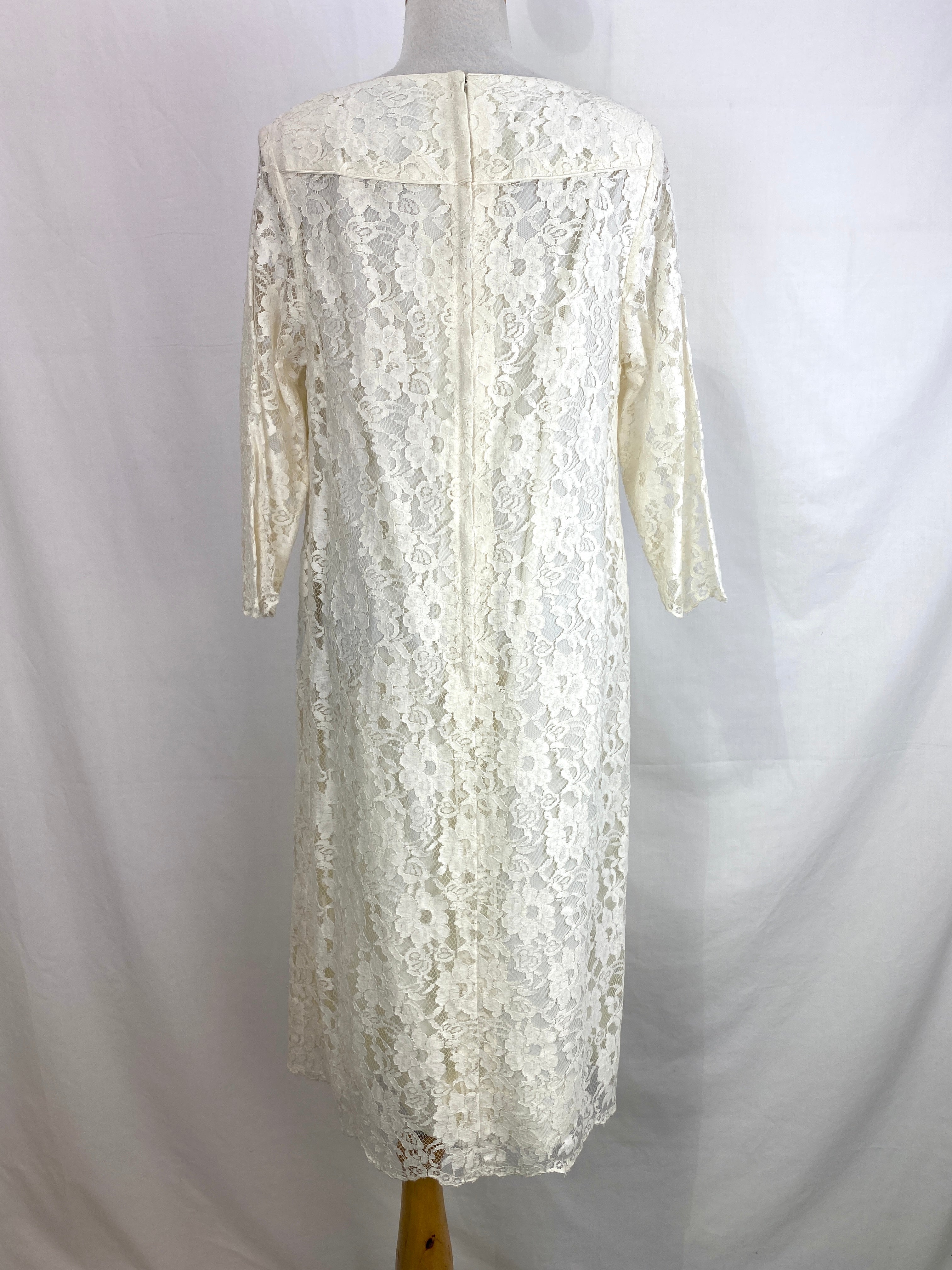 Vintage 1980s White Lace Dress, Utah Tailoring, Large – Ian Drummond ...