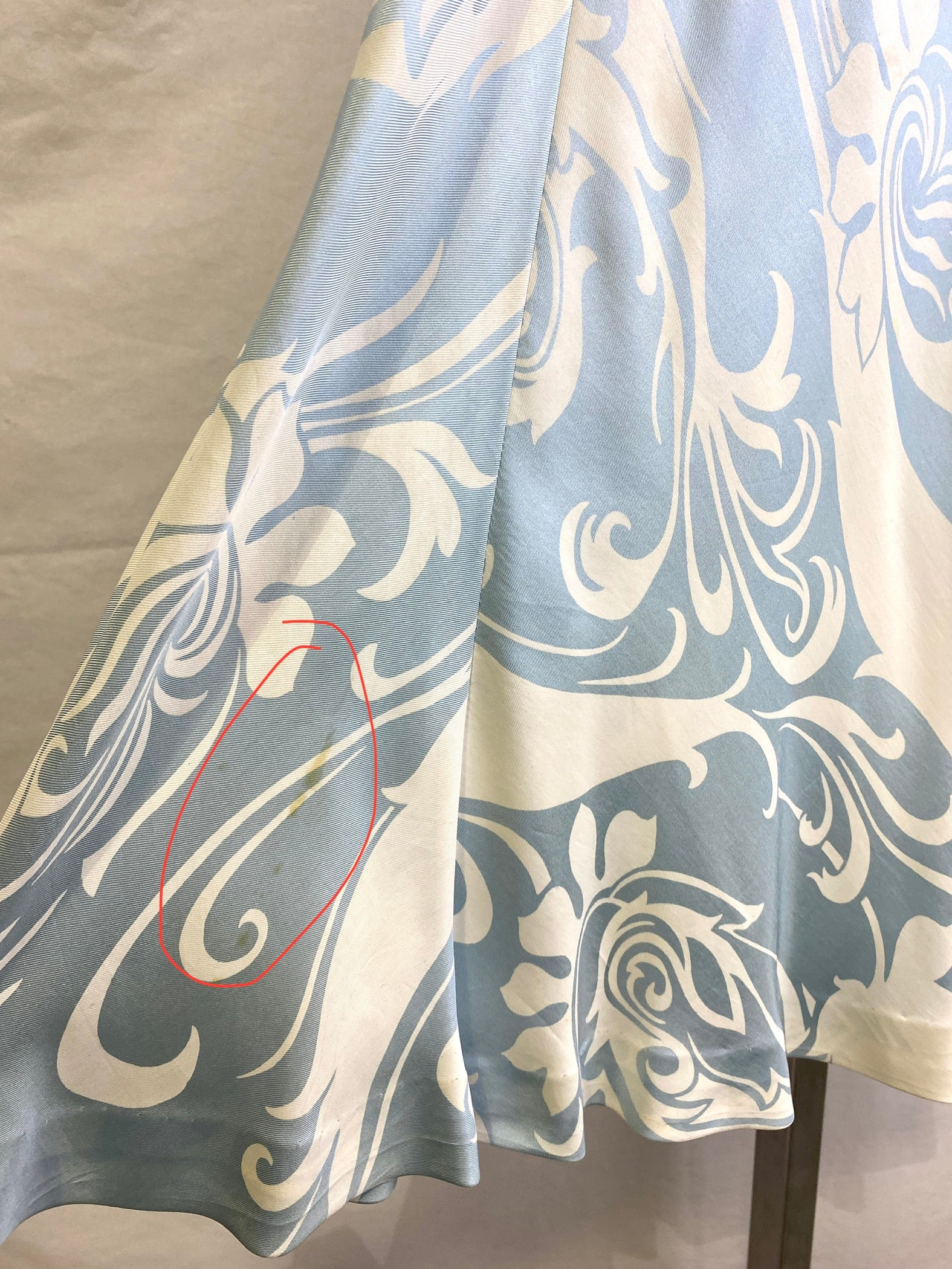 Vintage 1960s Ceil Chapman Blue & Cream Silk Print Dress, Medium