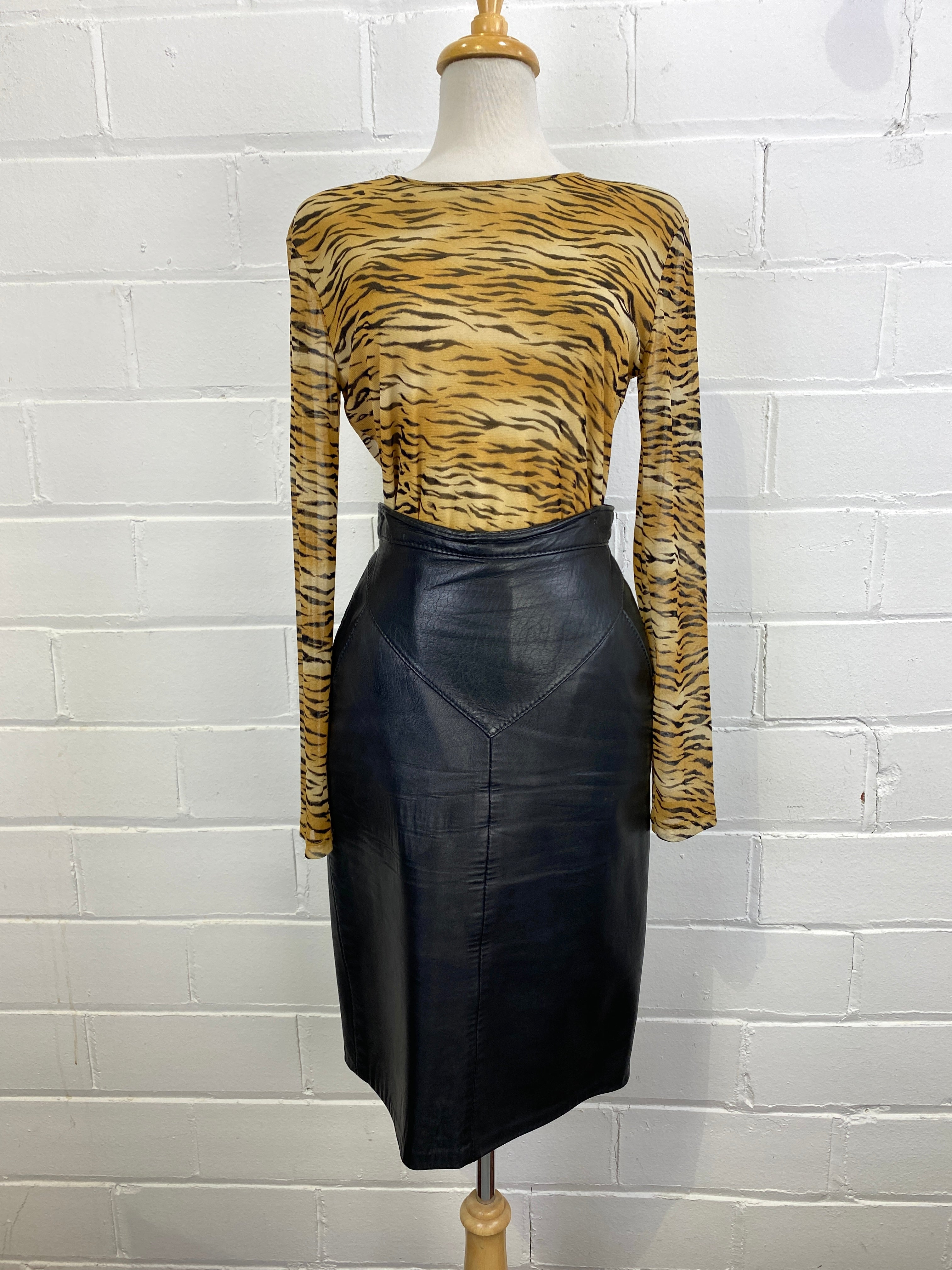 Gold leather high outlet waisted skirt