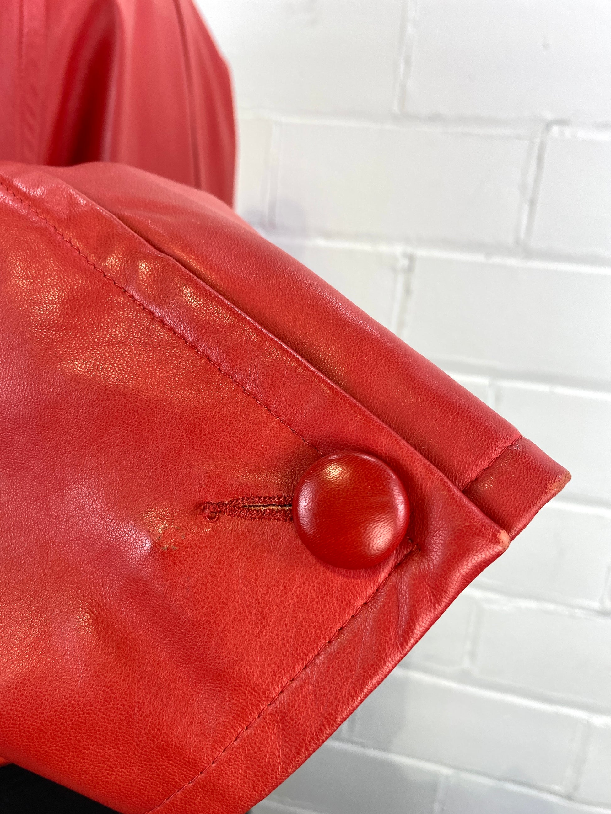 Vintage 1980s Red Leather Cropped Jacket, Large