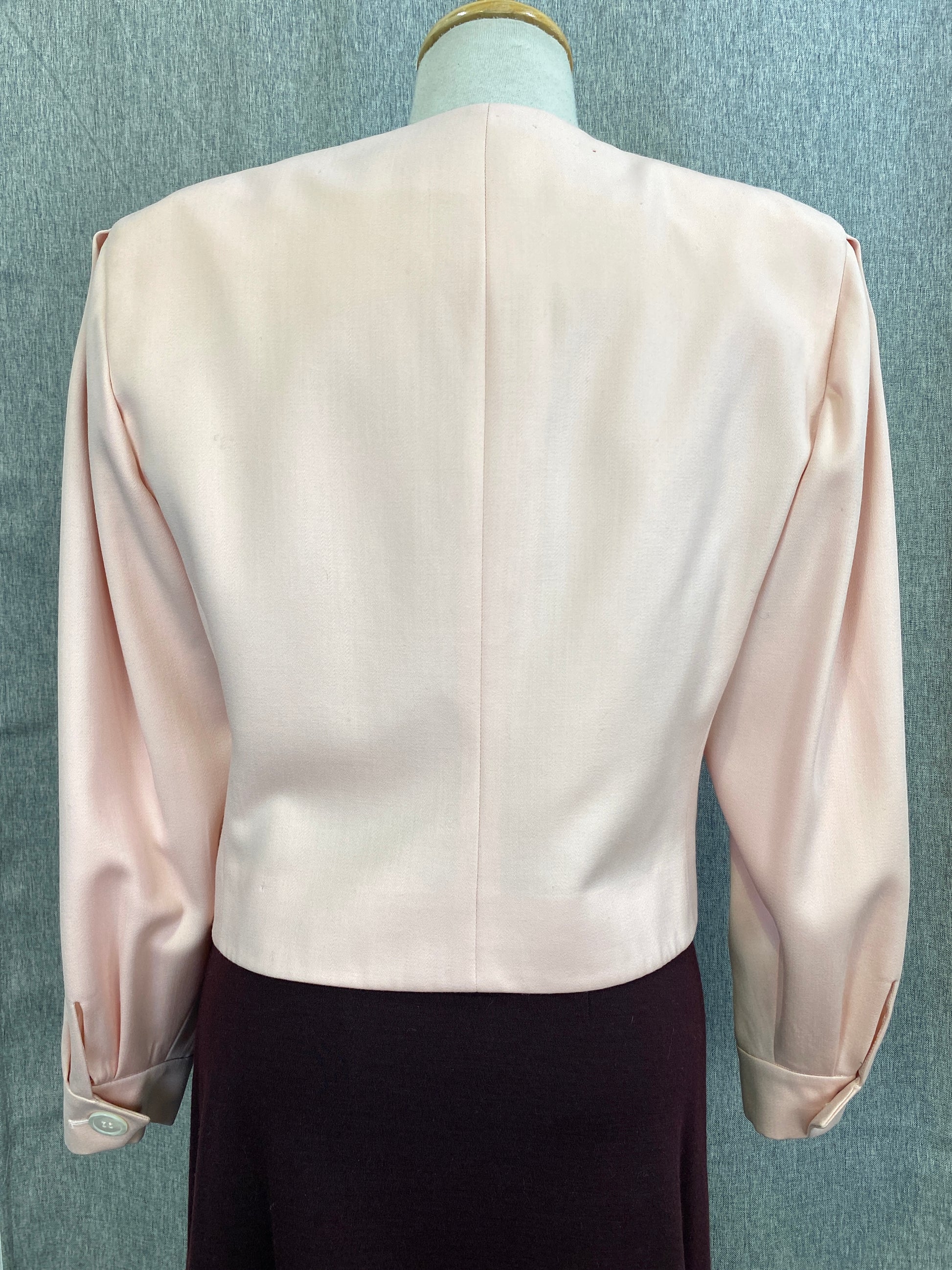 Vintage 1980s Perry Ellis Pink Wool Bolero Style Jacket, B38"