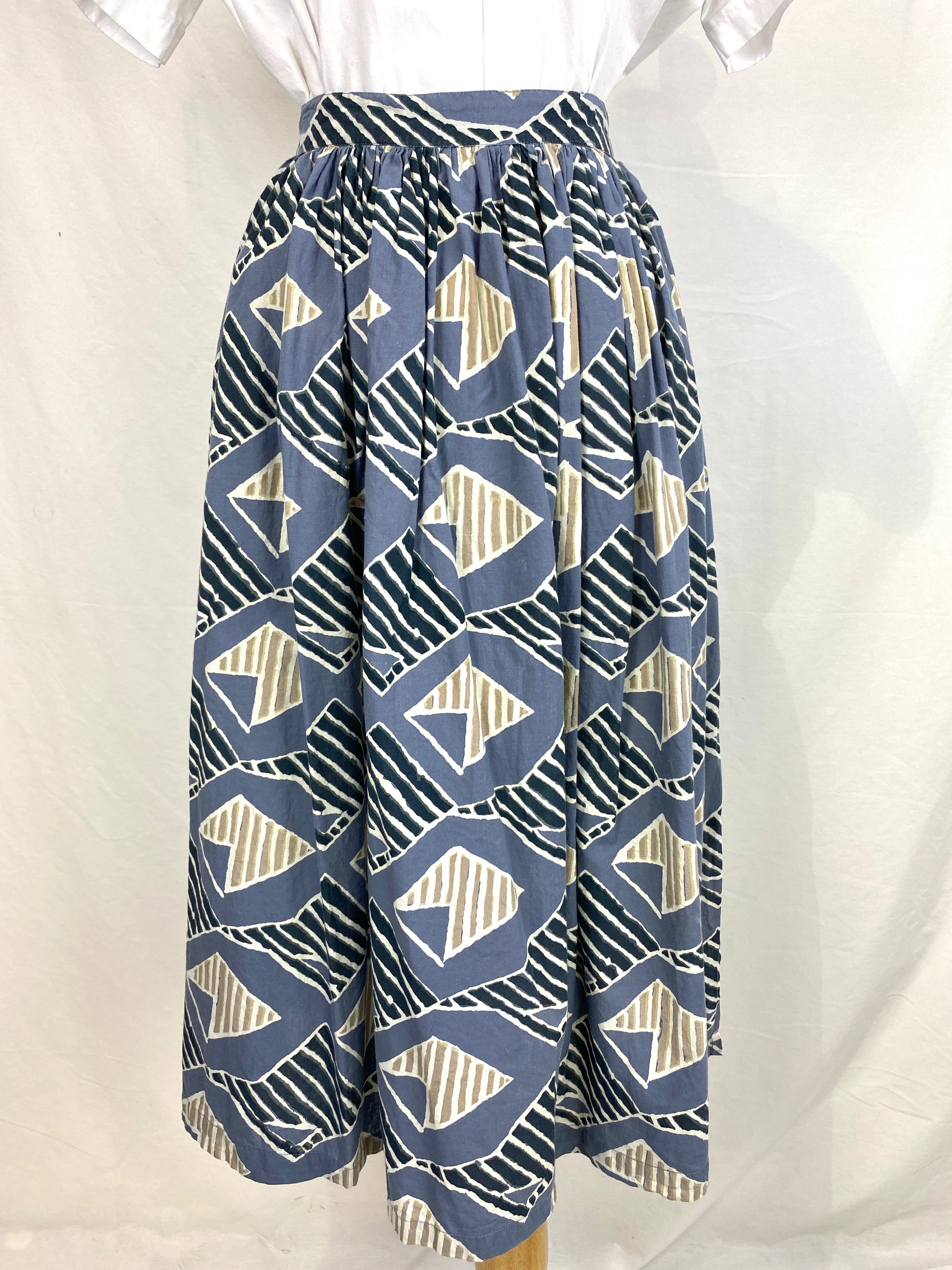 Vintage 1980s Blue Cotton Graphic Print Esprit Skirt, Small – Ian