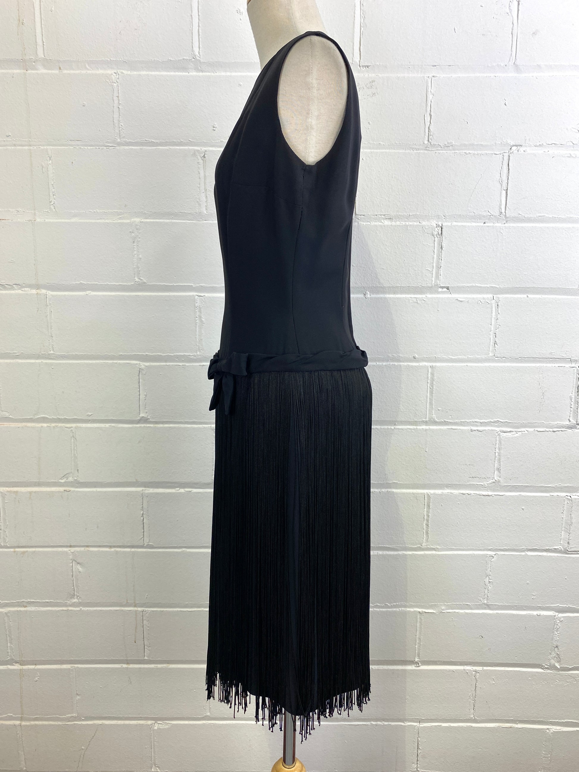Vintage 1960s Does 20s Party Dress with Fringe Skirt & Waist Bow, Smal Ian Drummond Vintage Vintage 1960s Does 20s Party Dress with Fringe Skirt & Waist Bow, Smal Ian Drummond Vintage