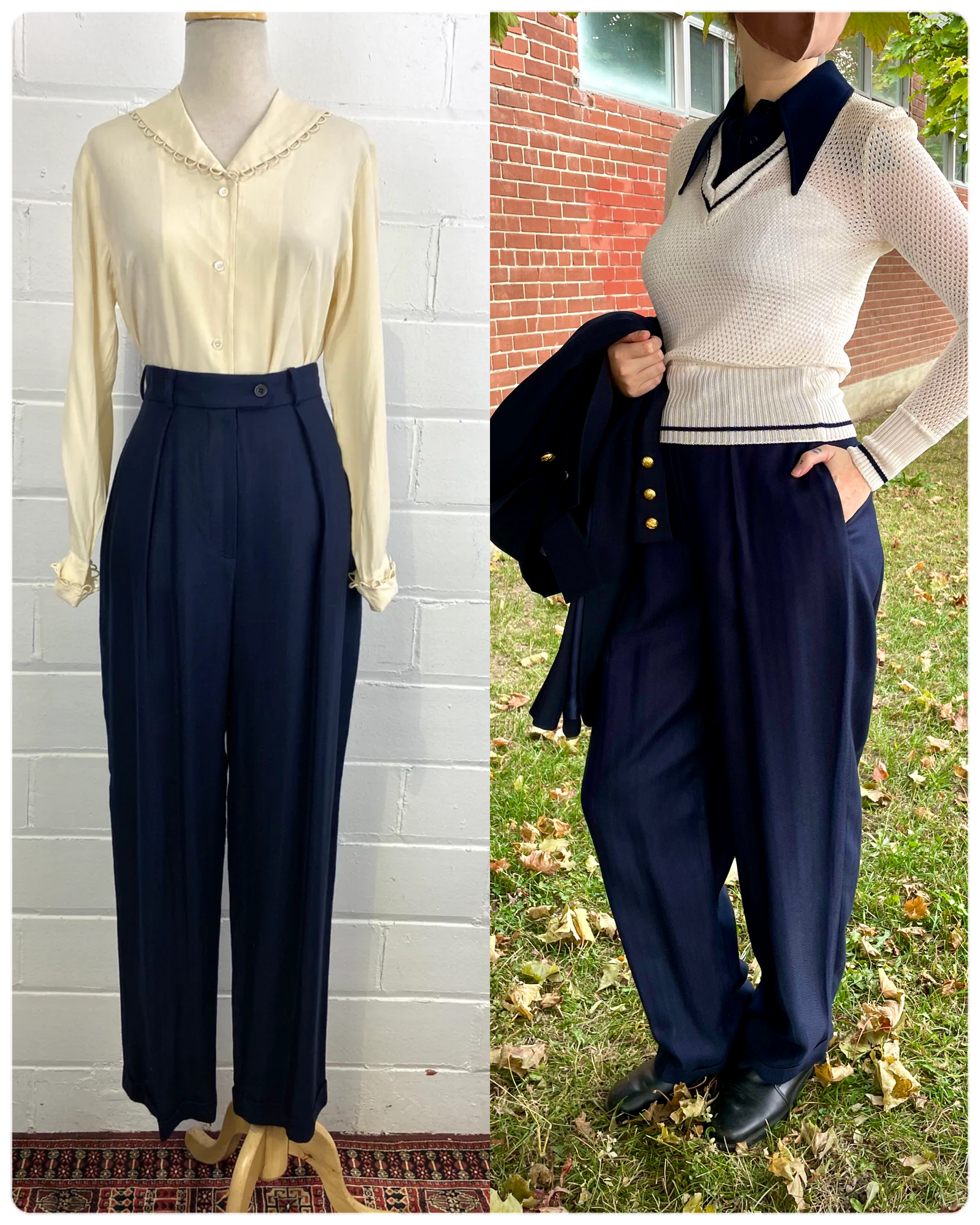 Vintage 1930s High Waisted Pleated Trousers