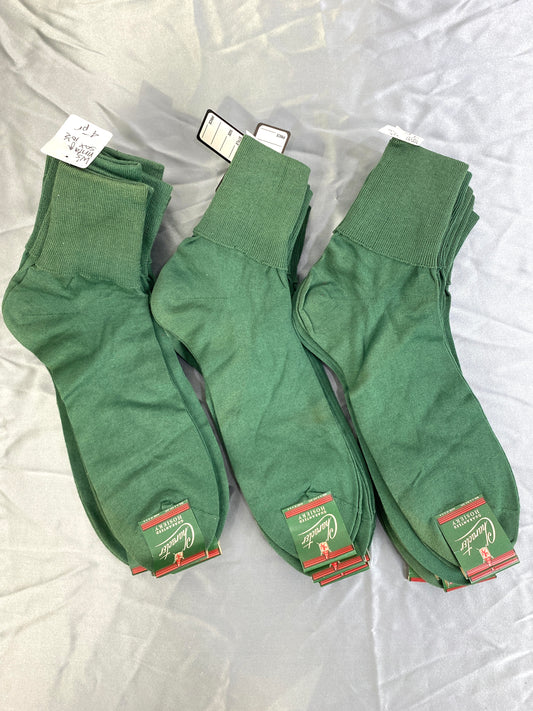 Vintage 1950s Deadstock Green Cotton Cuffed Anklet Socks, Character Hosiery