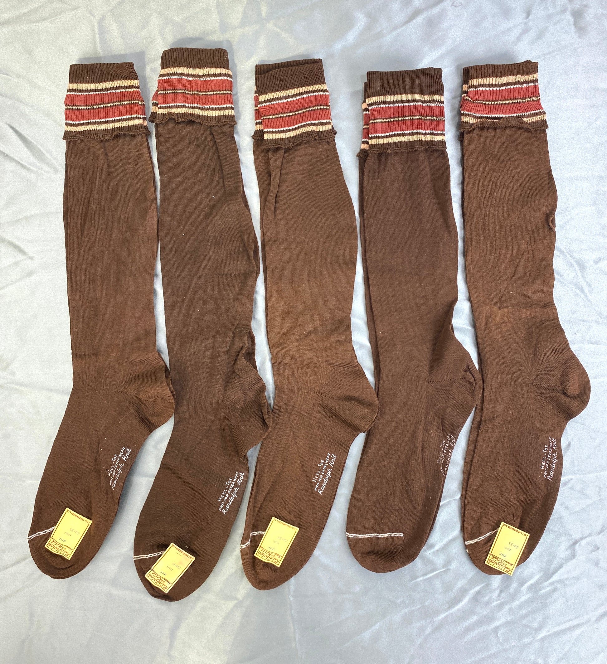 Vintage 1950s/60s Deadstock Brown Cotton Randolph Knit Knee Socks, x5 – Ian  Drummond Vintage