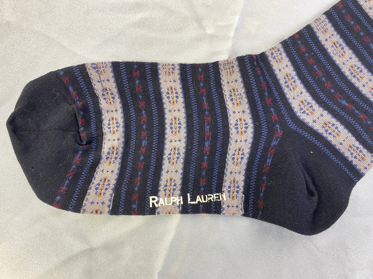 Vintage Cotton Ralph Lauren Patterned Over-Knee Socks, x2