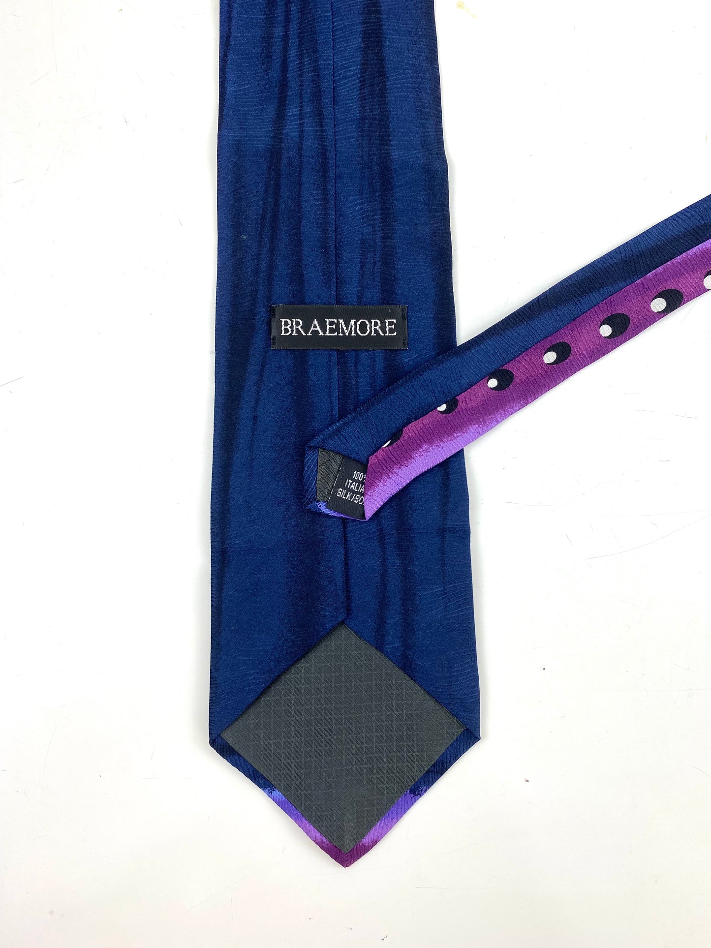 90s Deadstock Silk Necktie, Men's Vintage Purple/ Blue Vertical Stripe Pattern Tie, NOS