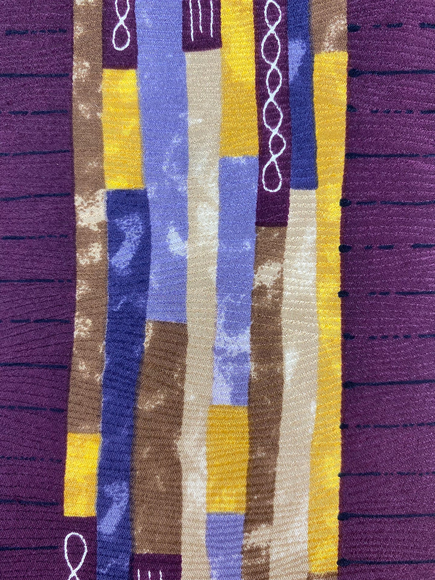90s Deadstock Silk Necktie, Men's Vintage Purple/ Yellow Abstract Pattern Tie, NOS