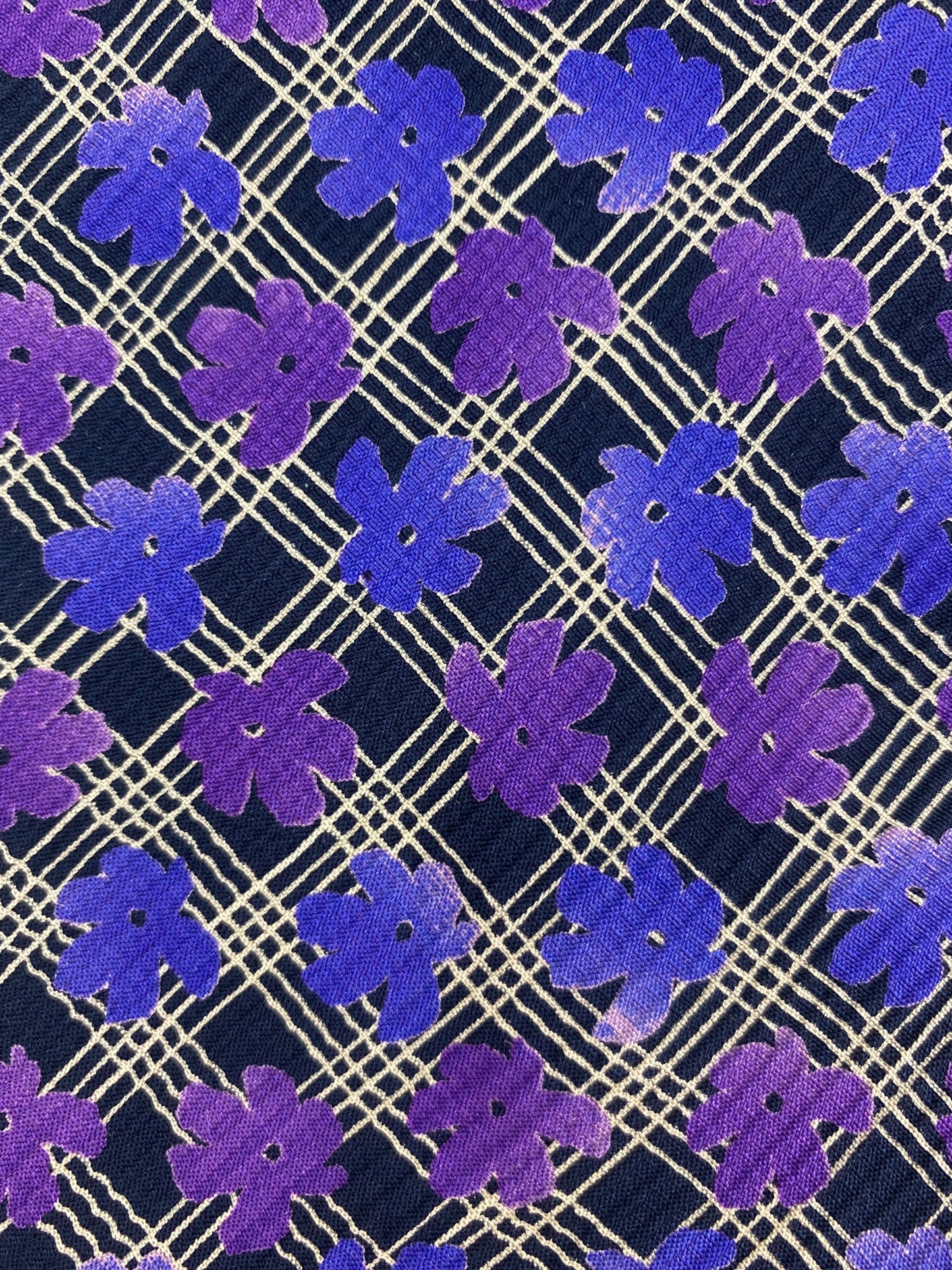90s Deadstock Silk Necktie, Men's Vintage Purple Floral Pattern Tie, NOS