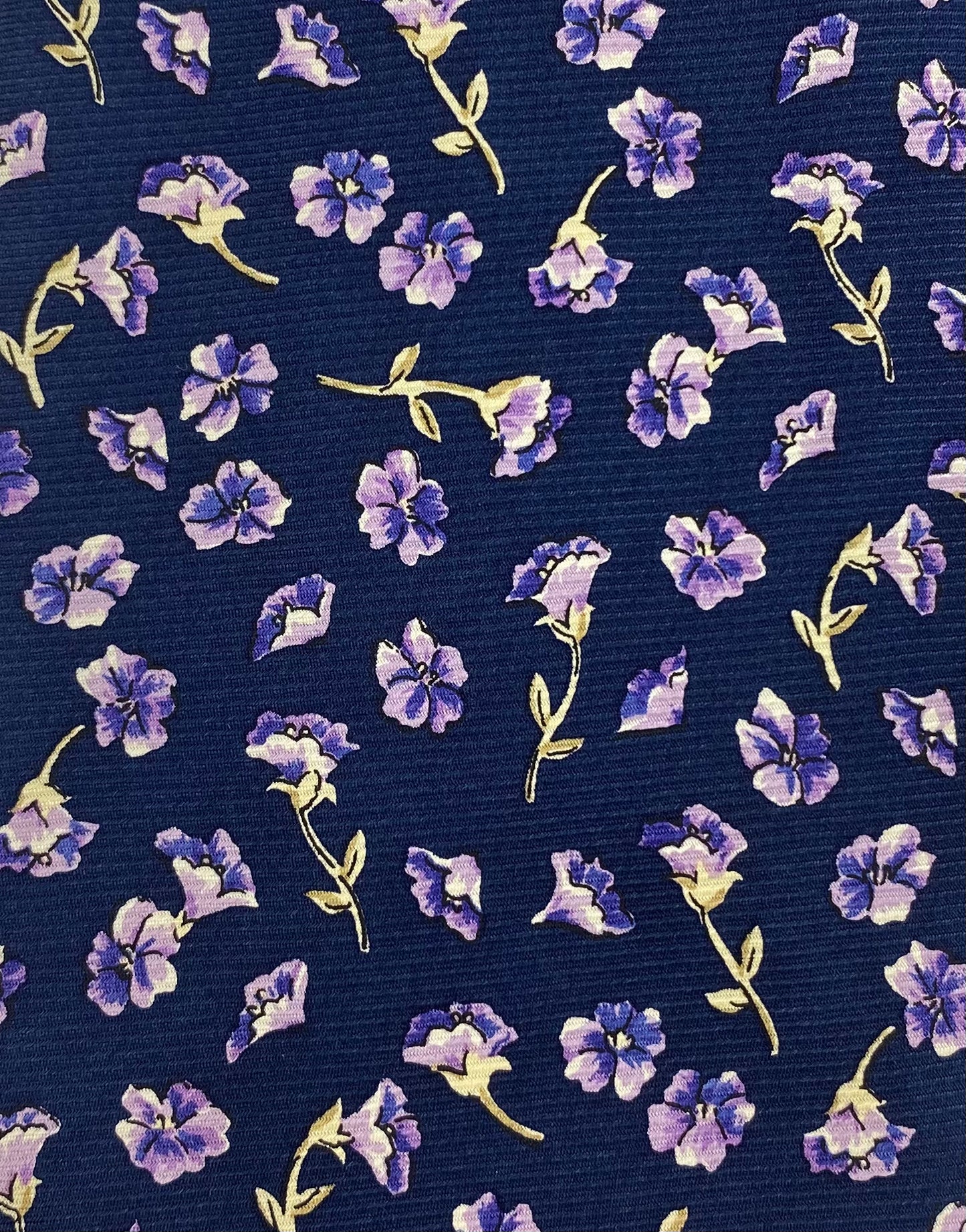 90s Deadstock Silk Necktie, Men's Vintage Blue/ Purple Floral Pattern Tie, NOS