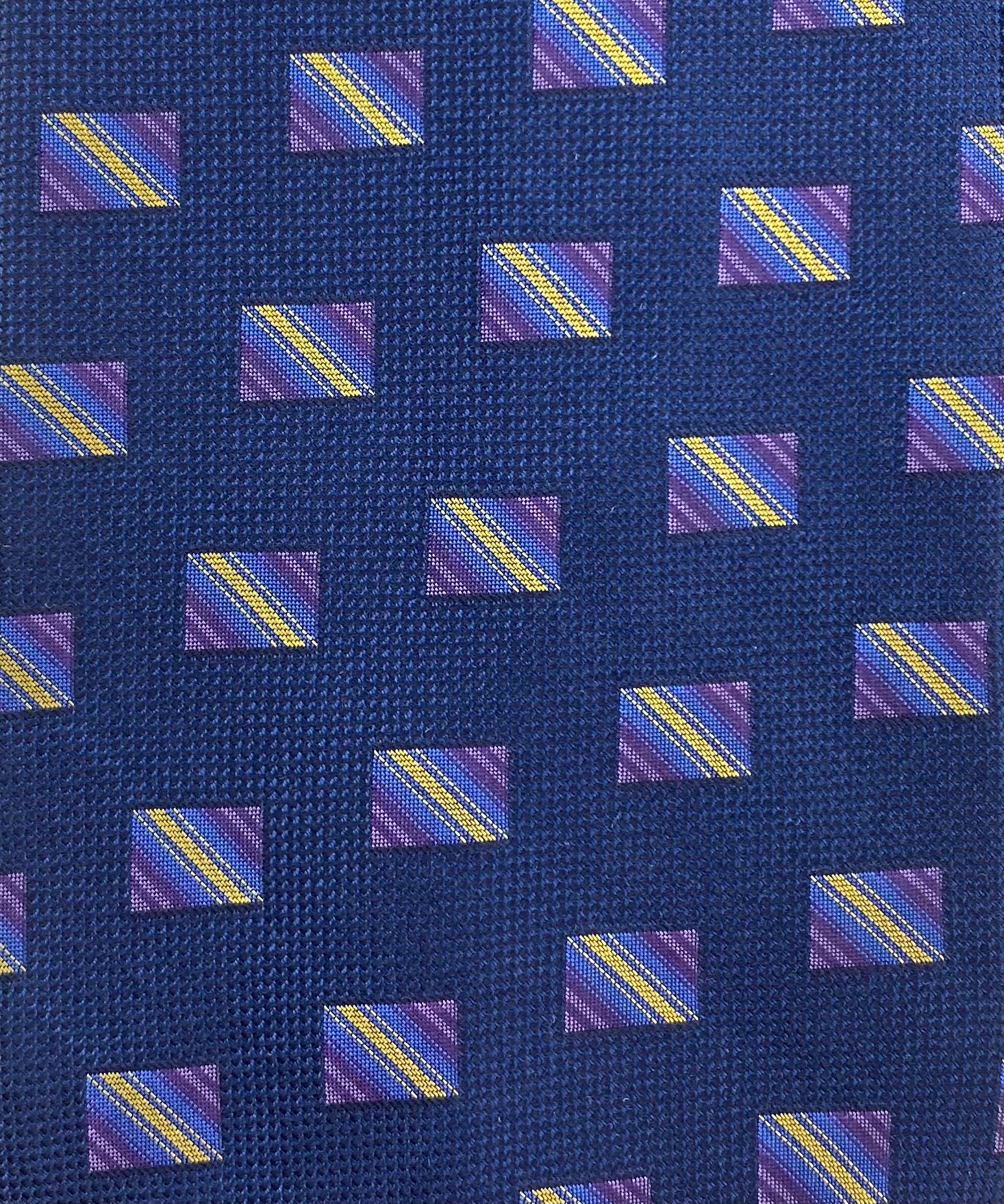 90s Deadstock Silk Necktie, Men's Vintage Blue/ Purple Square  Pattern Tie, NOS