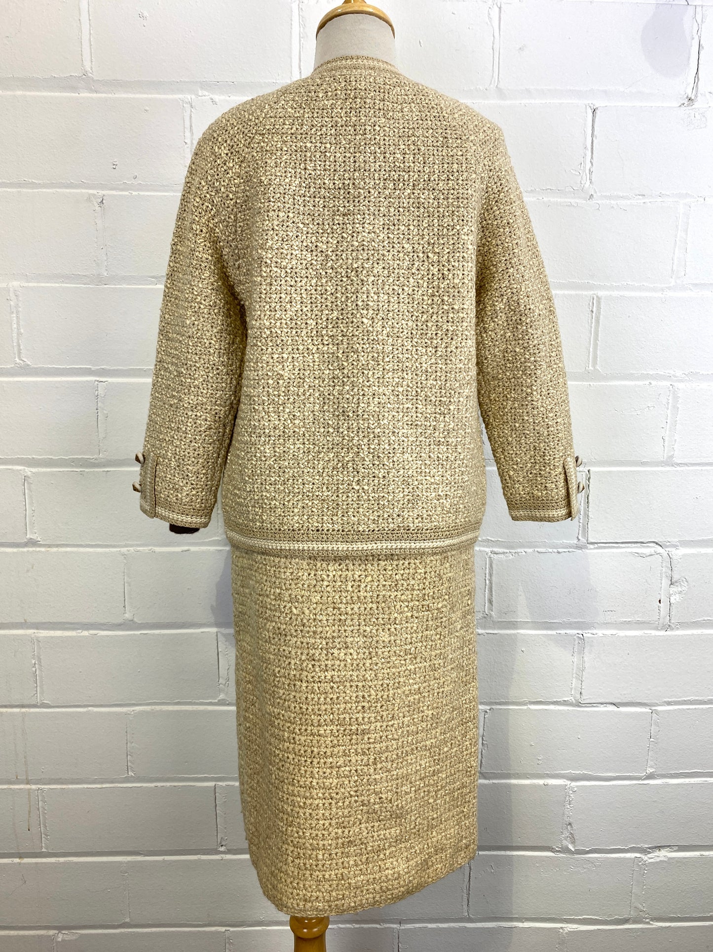 1960s Deadstock Wool Skirt Suit Designer Vintage Tweed Jacket 