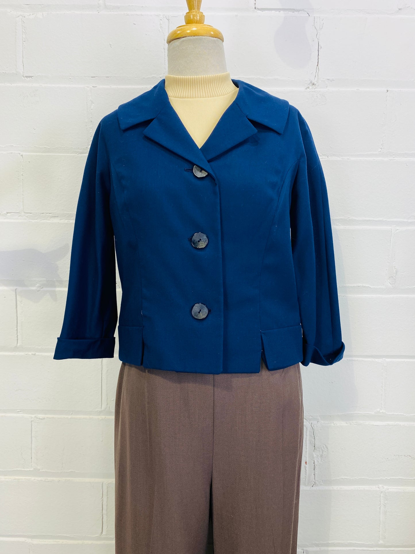 Vintage 1960s 2-Piece Navy Skirt Suit, Small