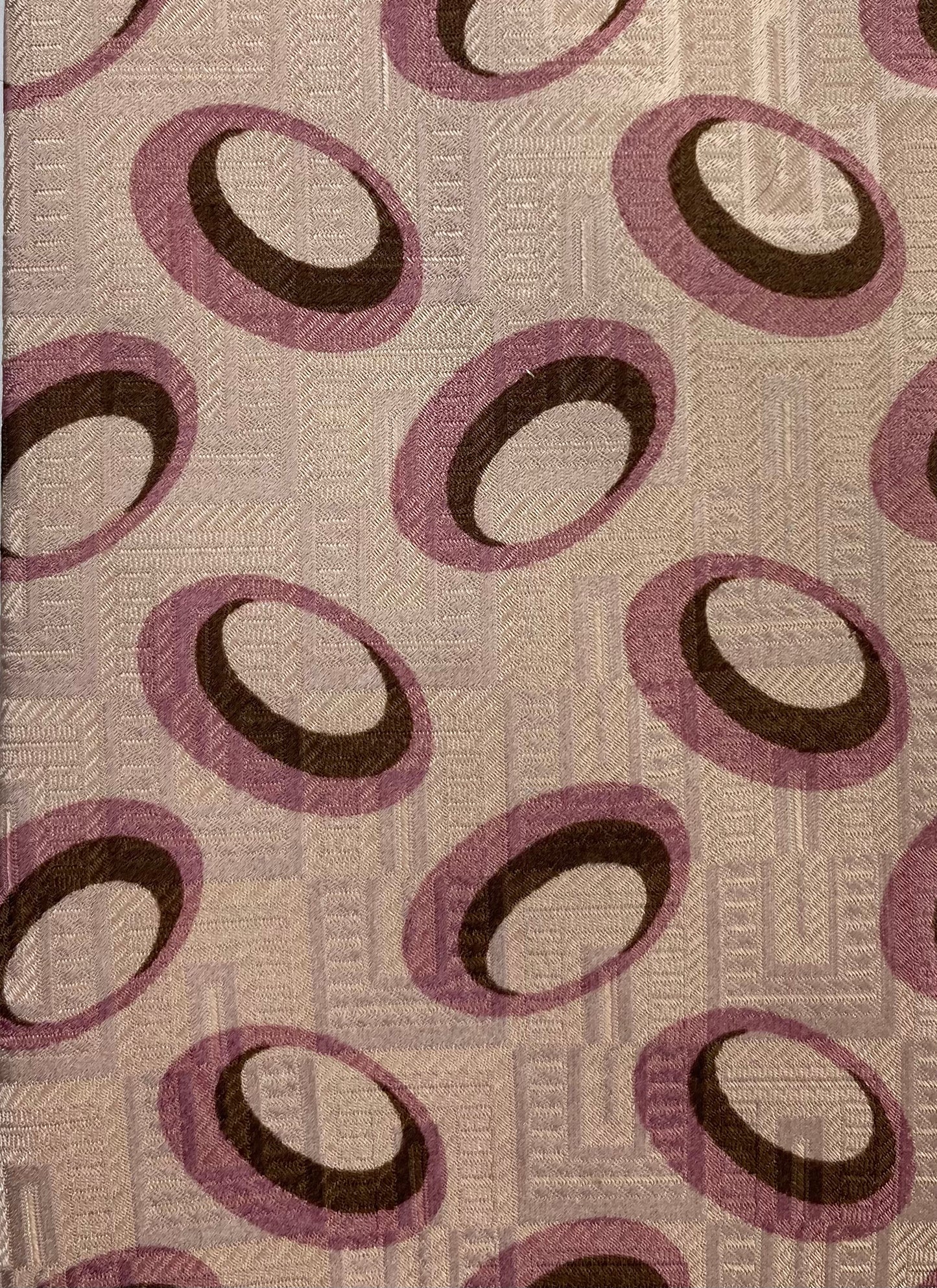 90s Deadstock Silk Necktie, Men's Vintage Pink Geometric Oval Pattern Tie, NOS