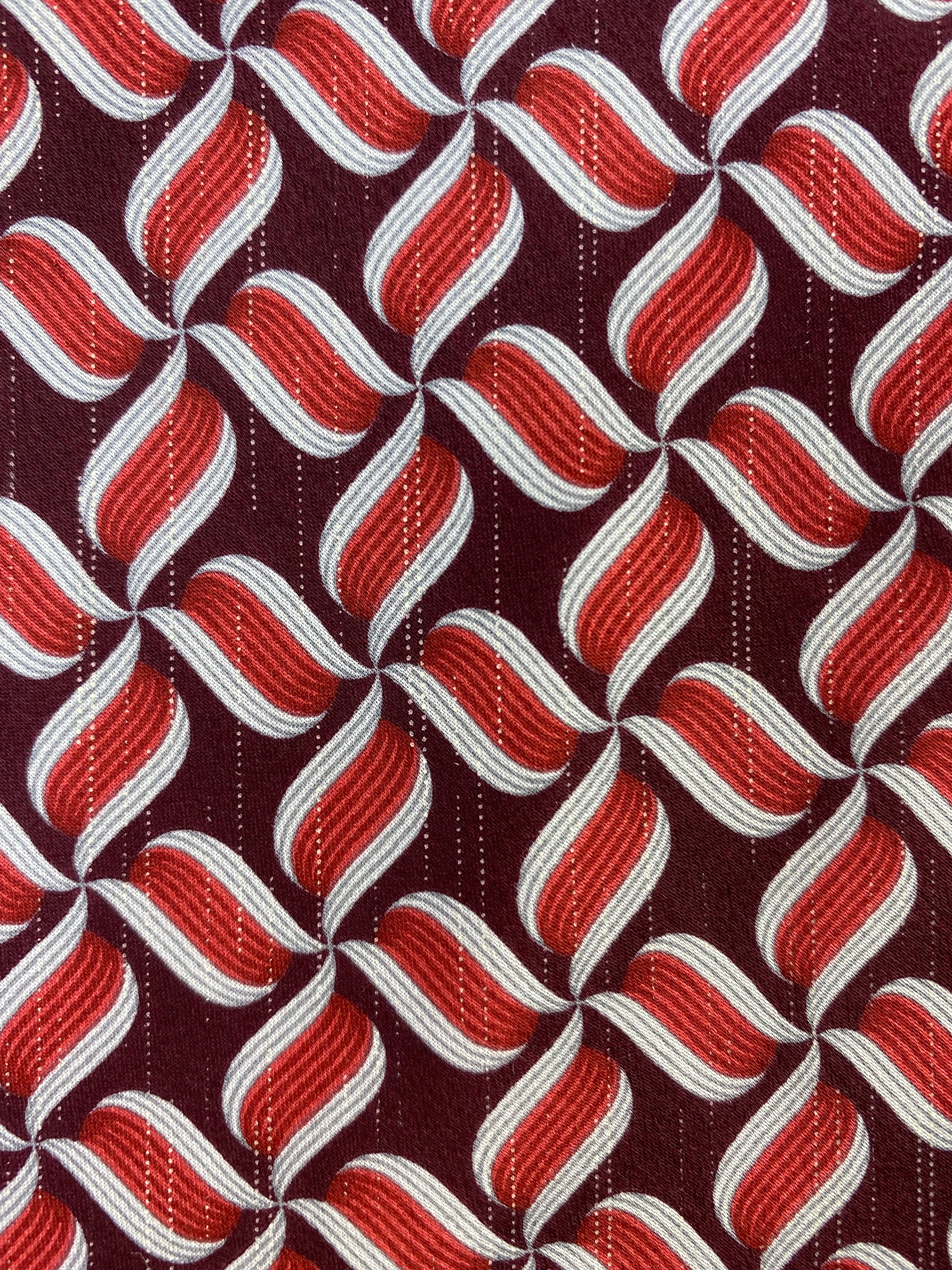 Close-up of: 90s Deadstock Silk Necktie, Men's Vintage Wine Geometric Pattern Tie, NOS