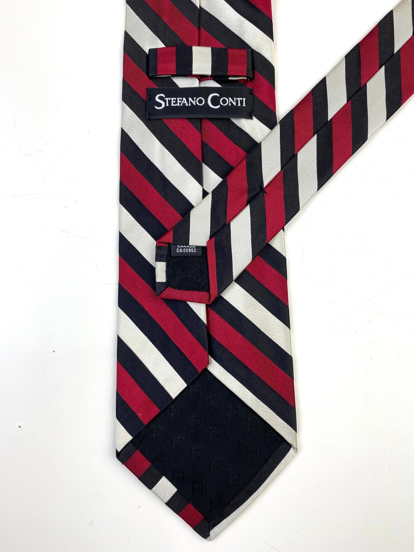 90s Deadstock Silk Necktie, Men's Vintage Wine/ Green Square Dot Pattern Tie, NOS
