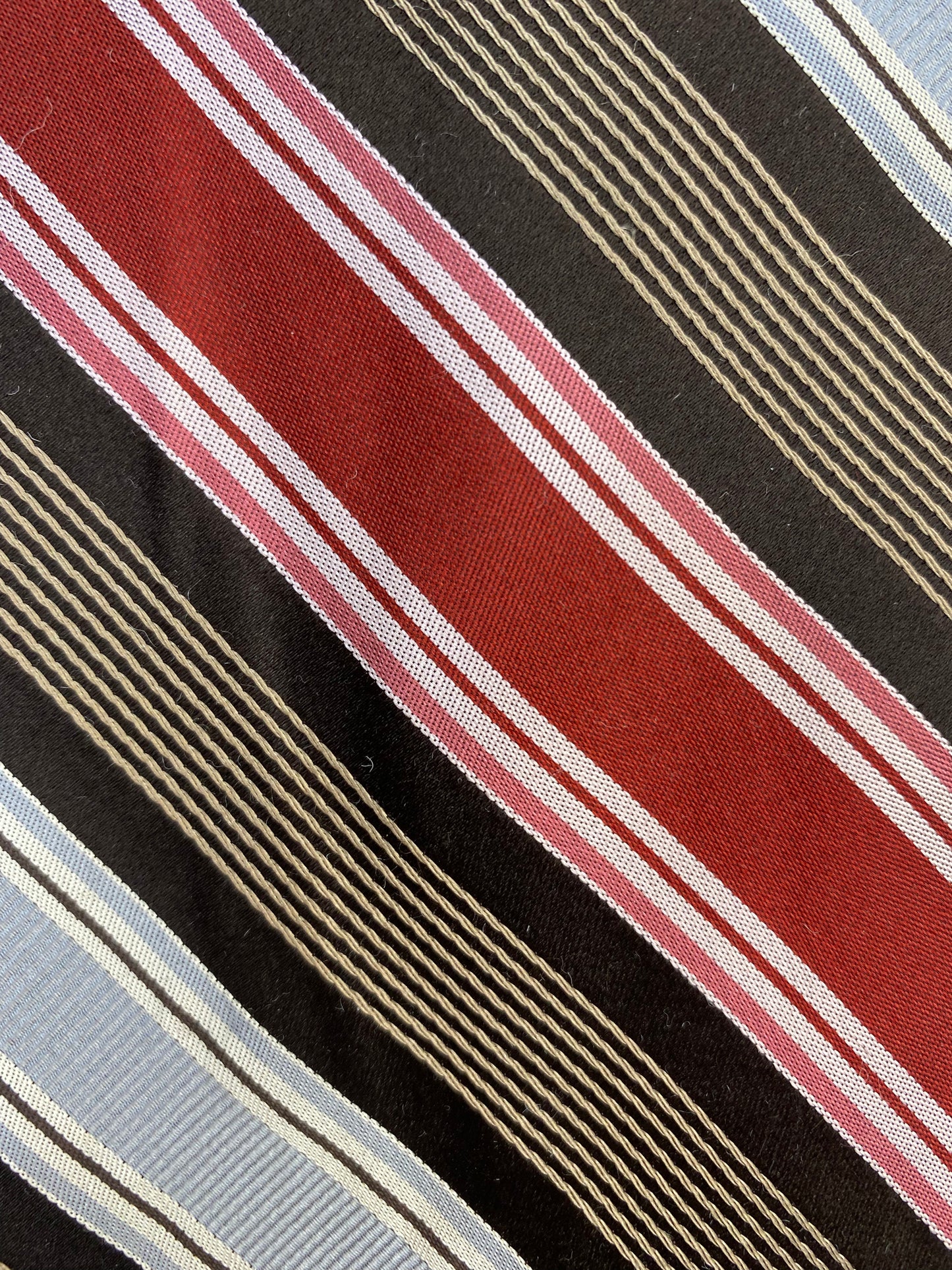 90s Deadstock Silk Necktie, Vintage Wine/ Brown/ Blue Diagonal Stripe Pattern Tie, NOS