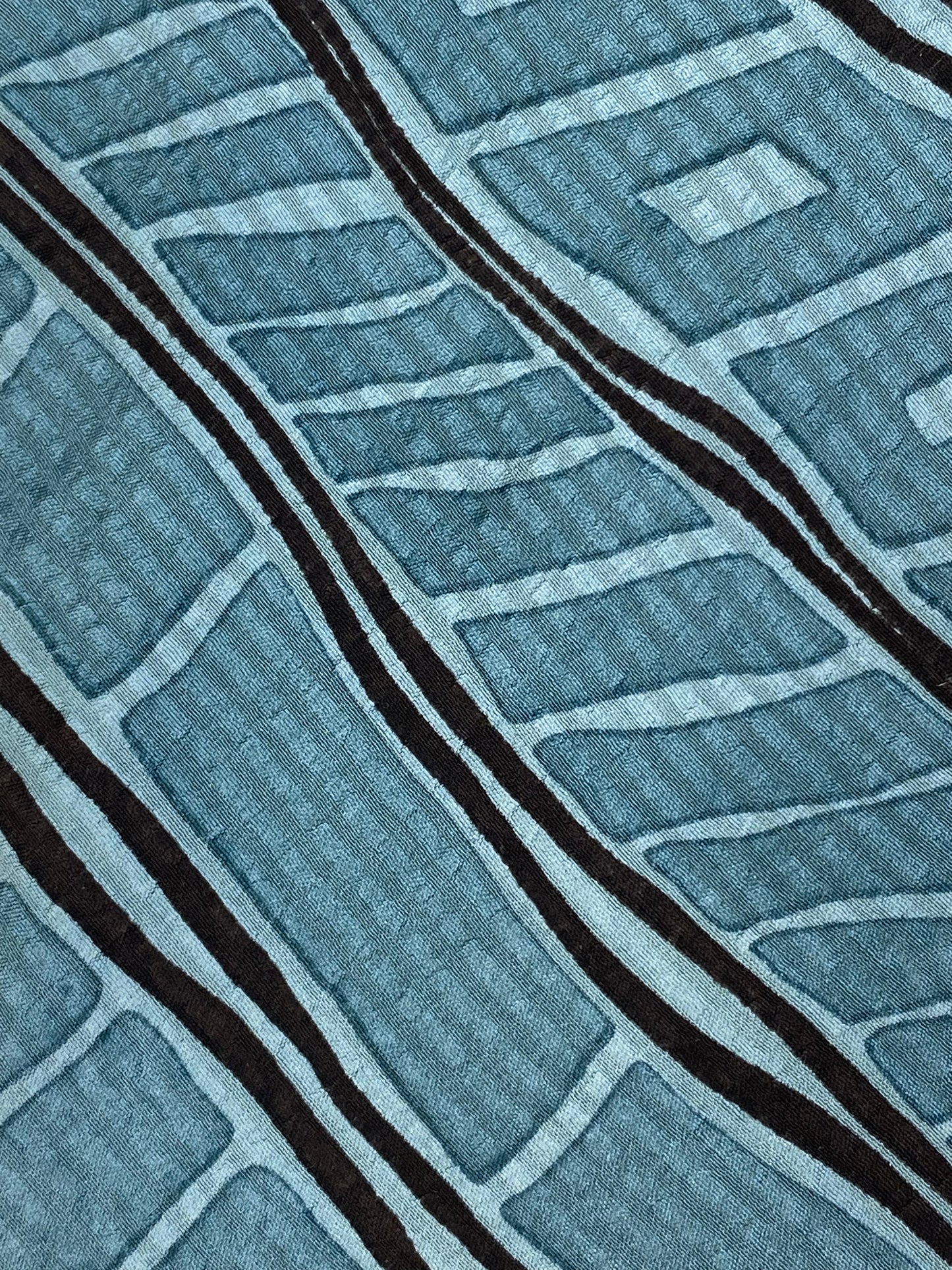 Close-up of: 90s Deadstock Silk Necktie, Men's Vintage Black Diagonal Stripe Pattern Tie, NOS