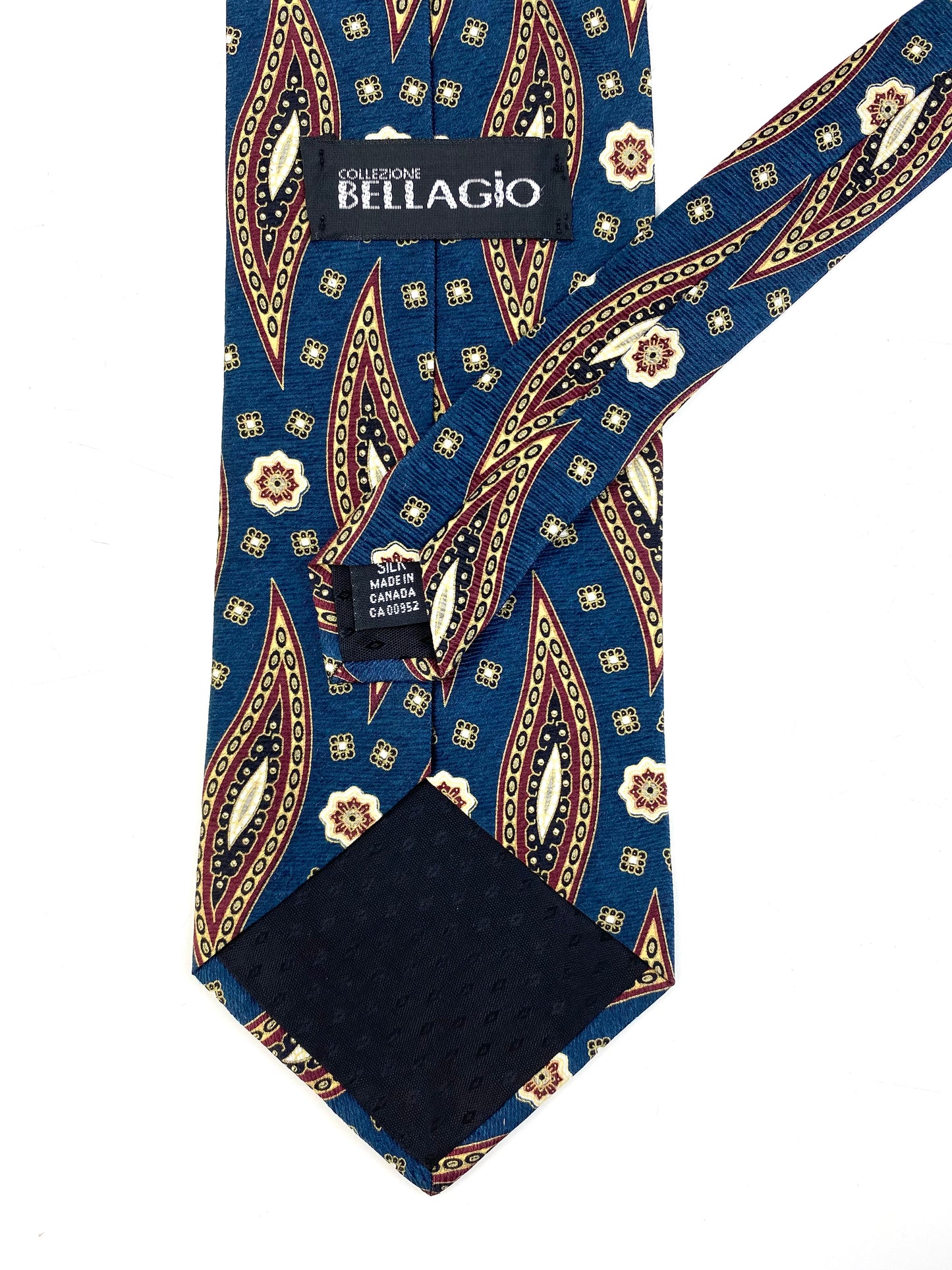 90s Deadstock Silk Necktie, Men's Vintage Teal/ Gold Pattern Tie, NOS
