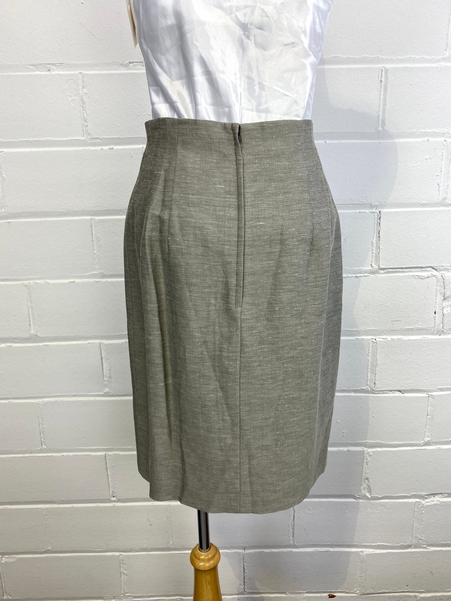 Vintage 1980s/90s Sunny Choi Grey Linen Pencil Skirt, Small