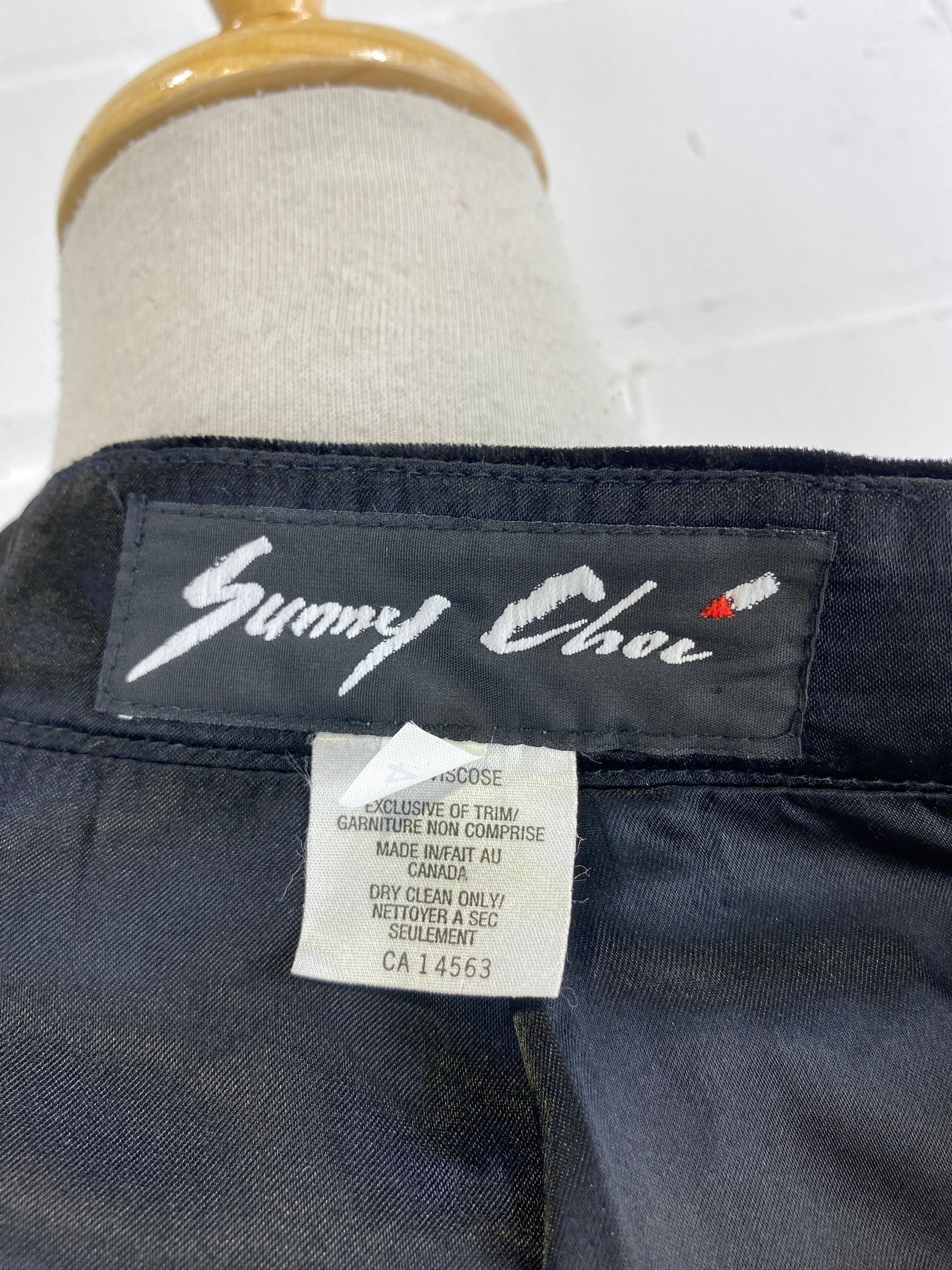 Vintage 80s Sunny Choi Black Velvet Pencil Skirt, Small