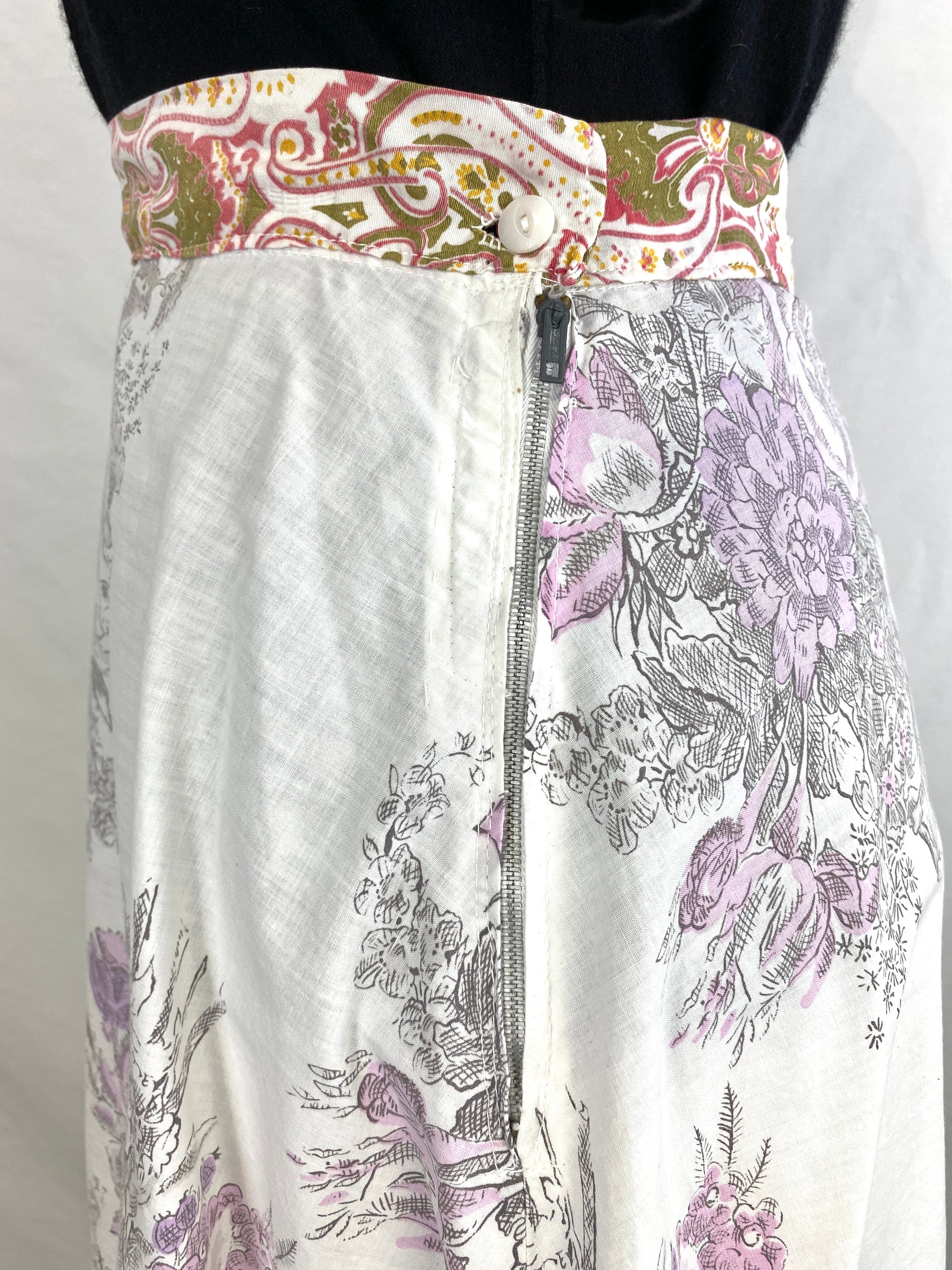 Close-up of side metal zipper closure of 50s skirt. Ian Drummond Vintage. 