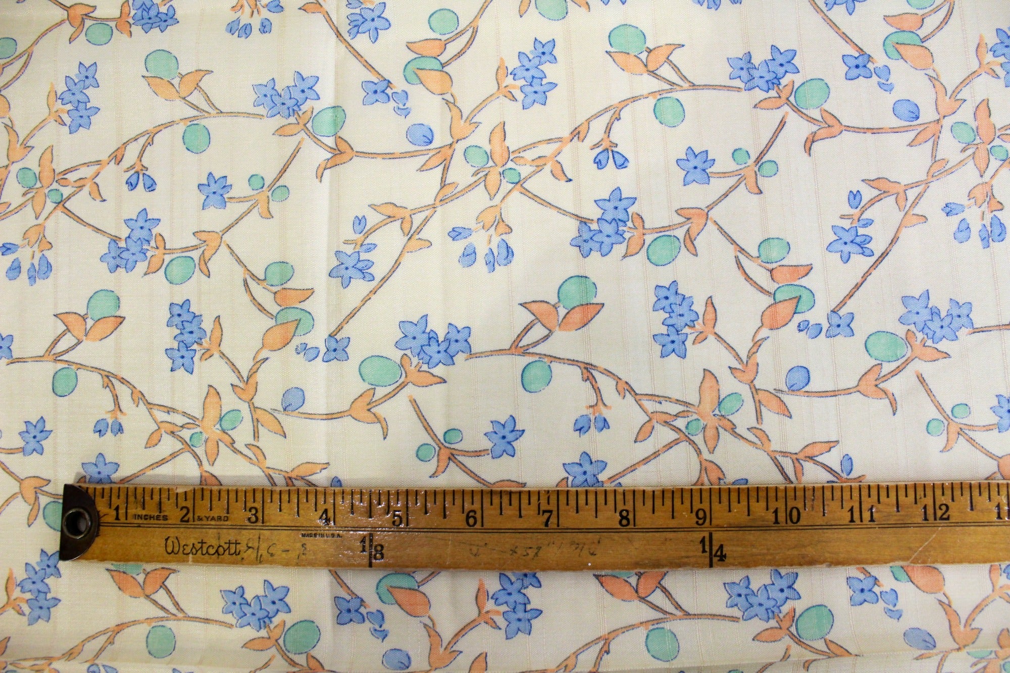 1940s Pink and Blue Floral Print Seersucker Cotton Floral Print Fabric, order 3.4 Yards, Vintage Sewing Fabric