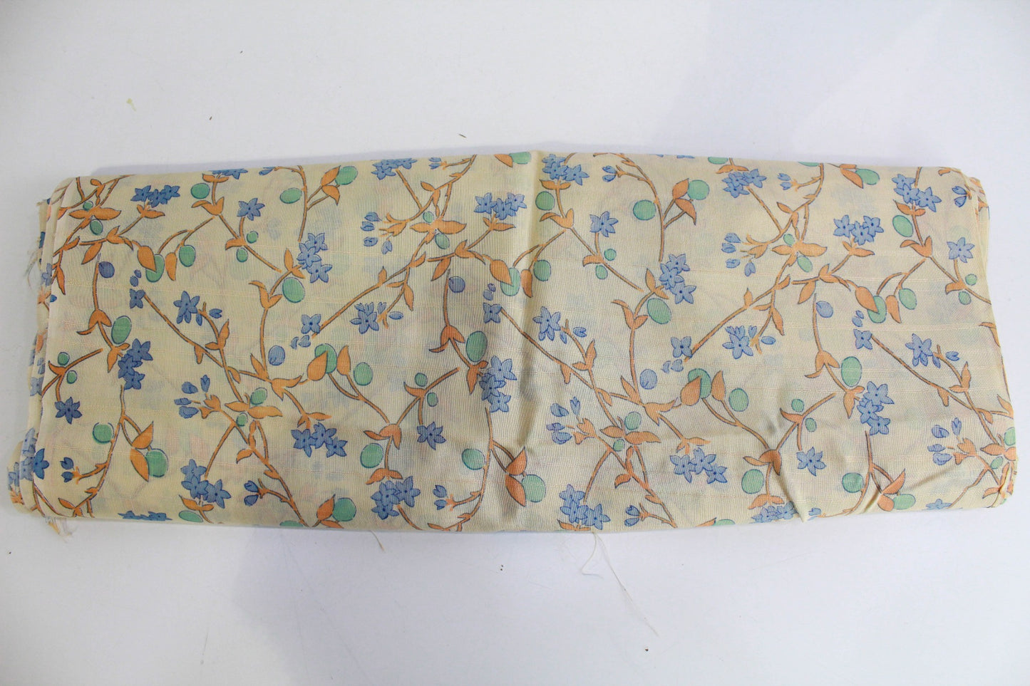 1920s Peach Blue Floral Print Cotton Fabric, 5 Yards
