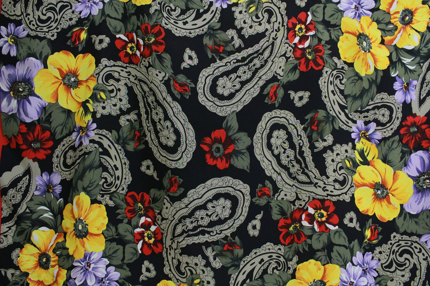 vintage bill blass silk floral paisley print square scarf