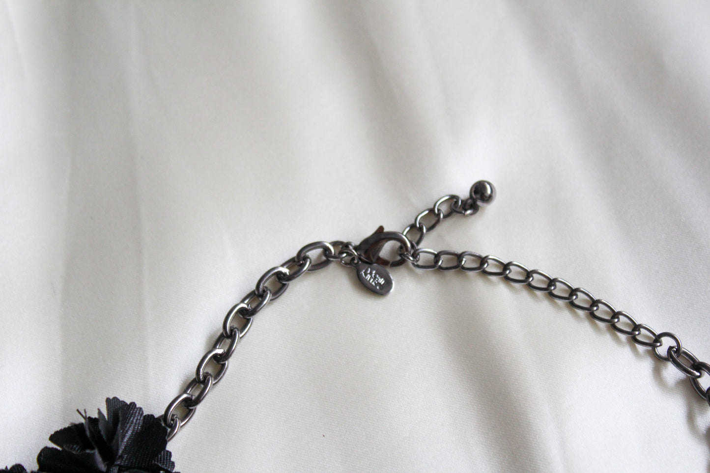 1990s Black Fabric Rosette Necklace
