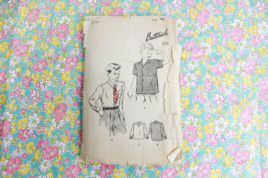 1940s wwII era boys shirt sewing pattern butterick 2751