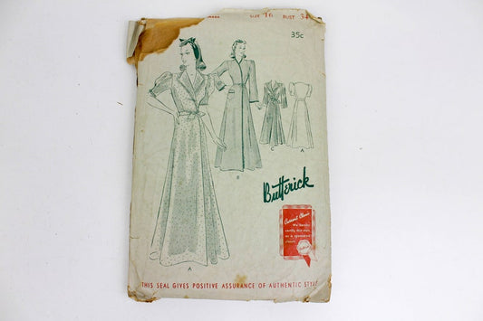 1930s womens robe sewing pattern butterick 8797