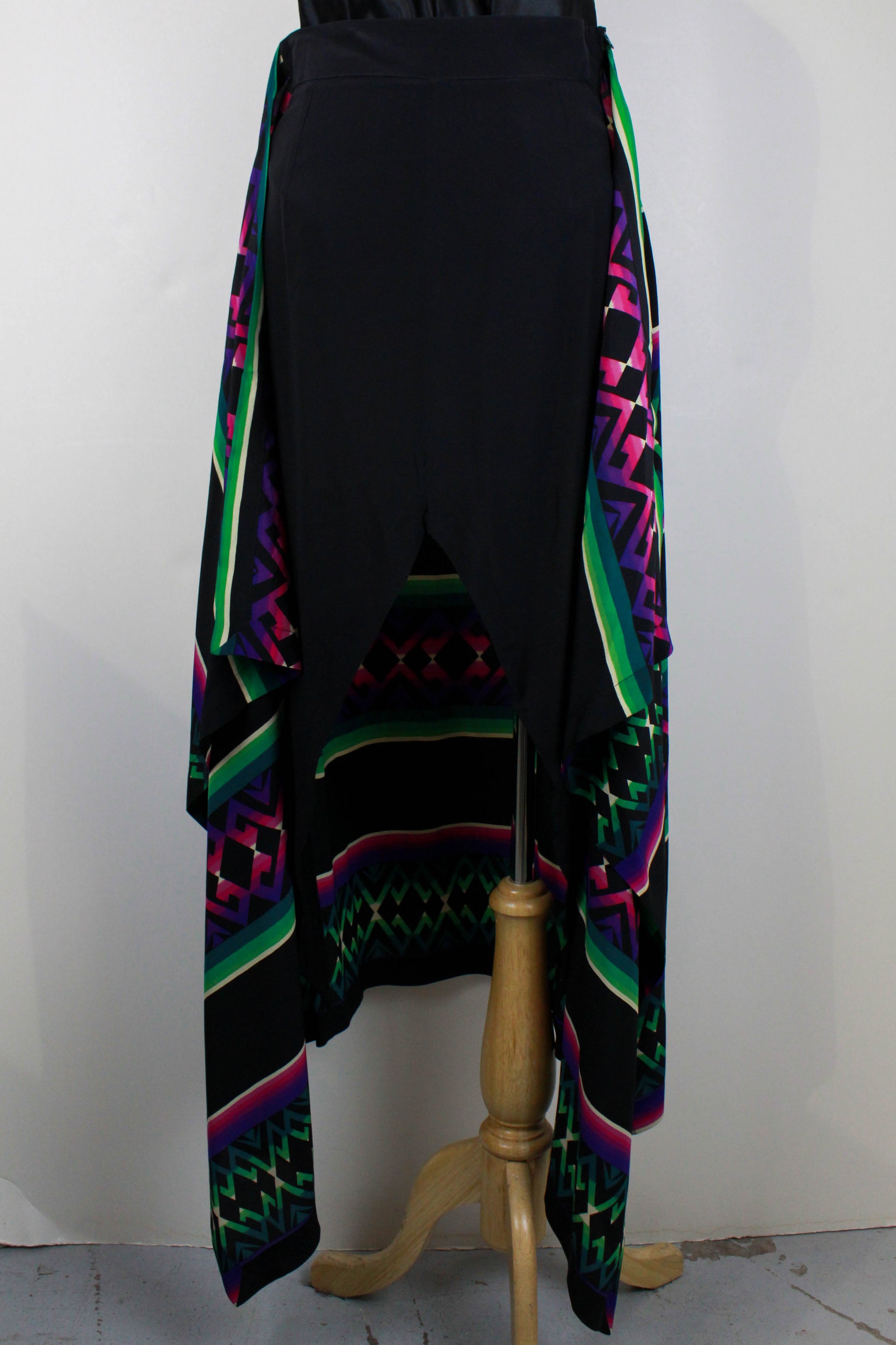 Vintage 80s Silk Byblos Skirt Geo Print Sarong Style 
