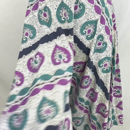 A video of a vtg 50s Indian print skirt in motion. Ian Drummond Vintage. 
