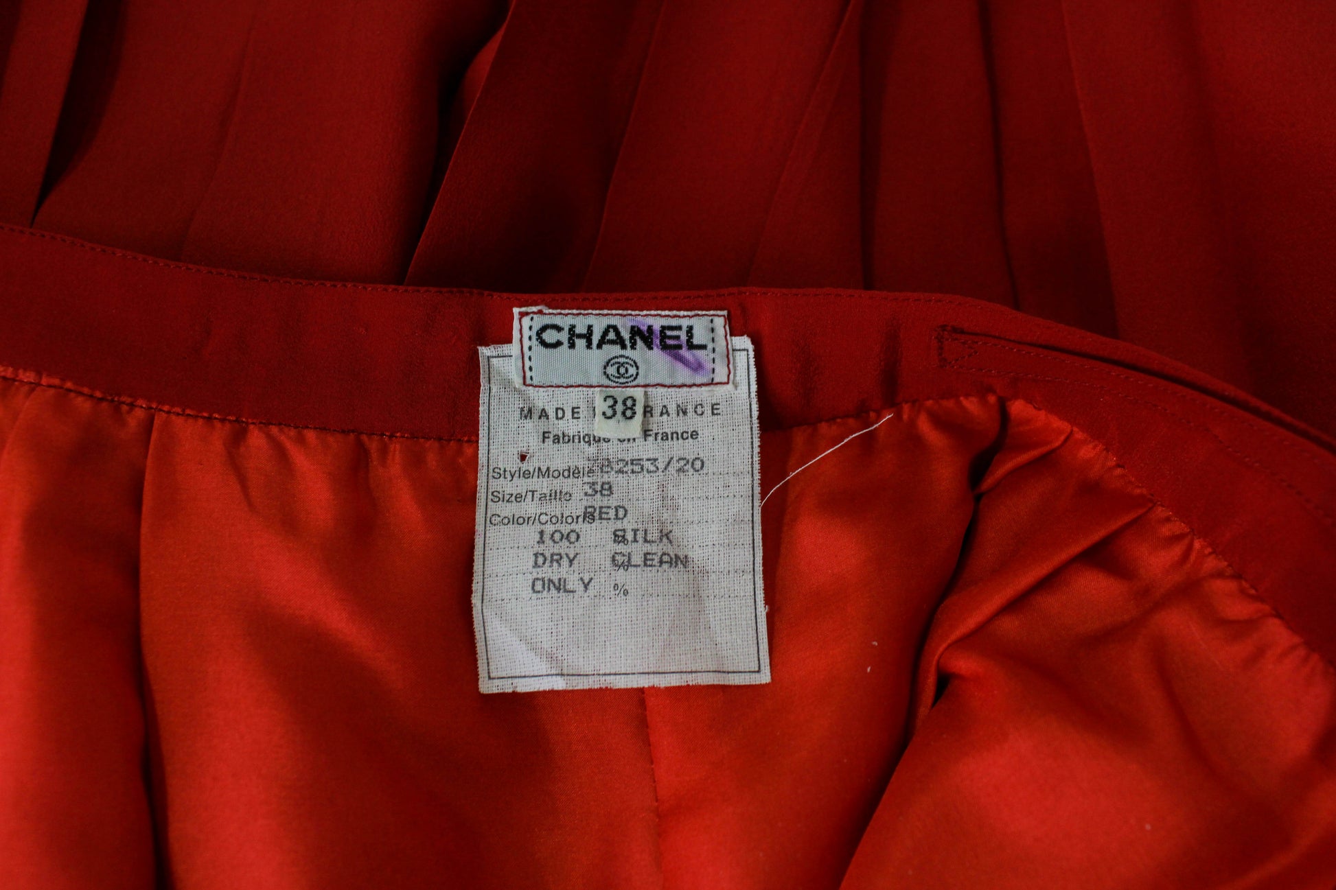 Chanel 80s Vintage Pleated Silk Skirt