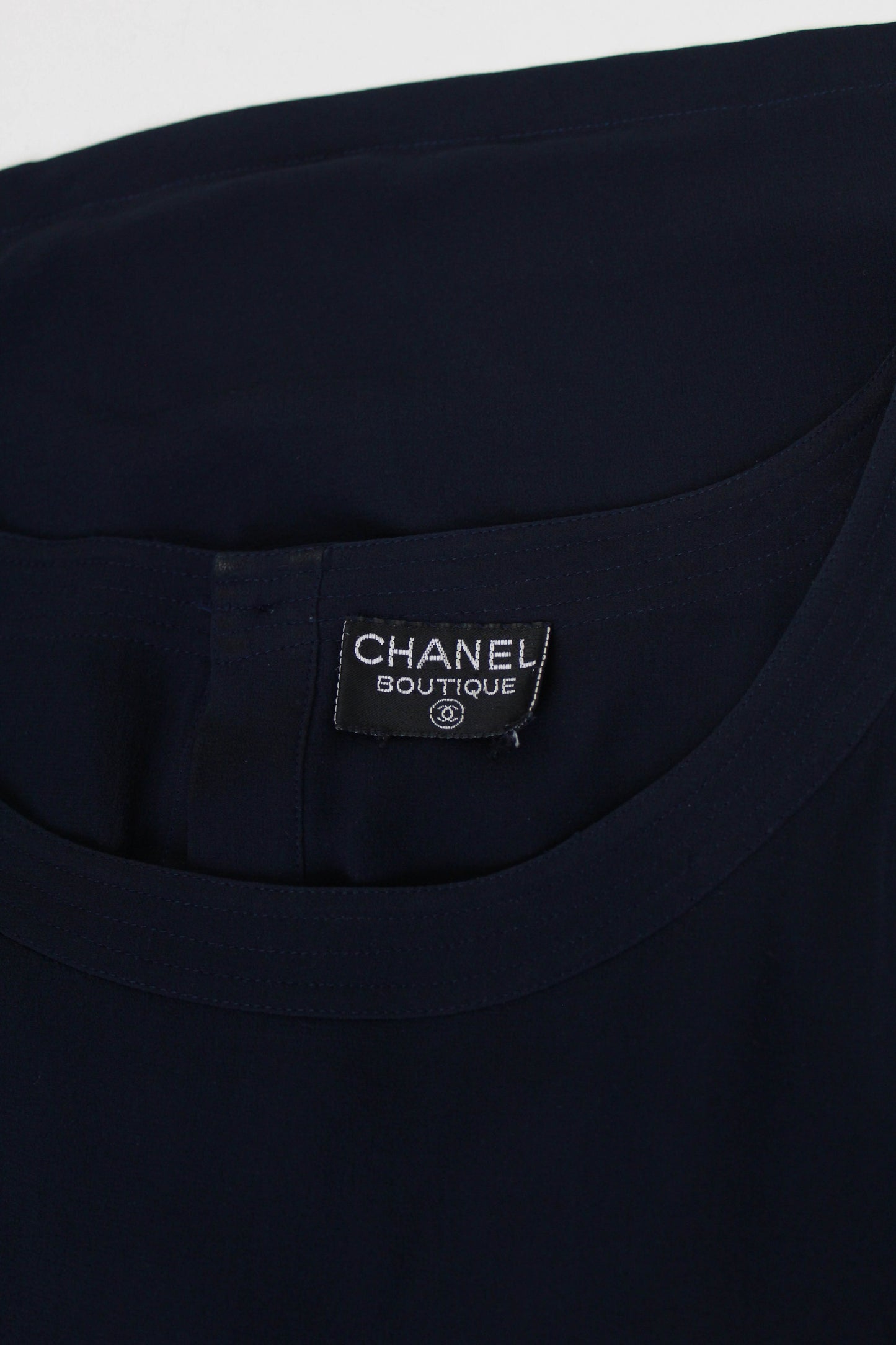 Vintage Chanel Navy Blue Silk Tank Top