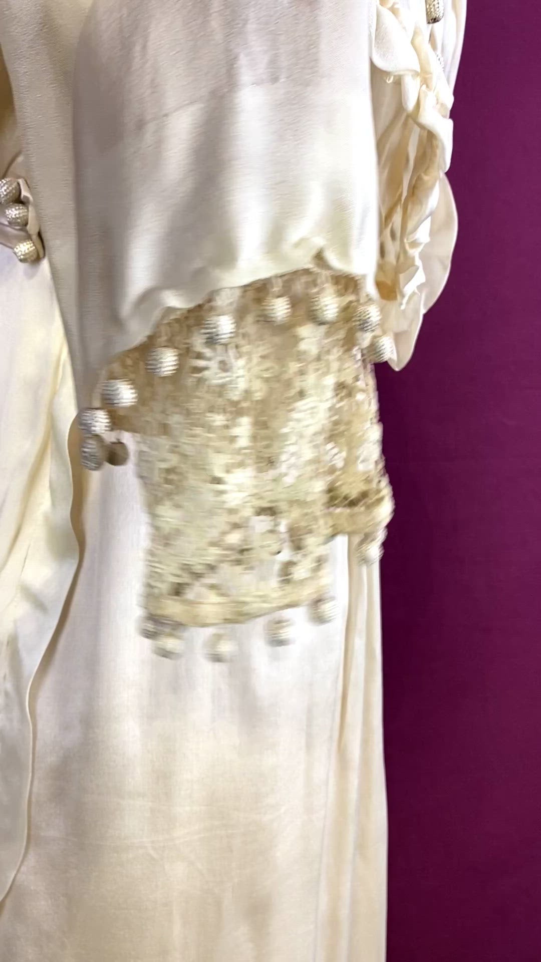 Antique Edwardian 1910s Cream Silk Chiffon & Crochet Dress, XXS