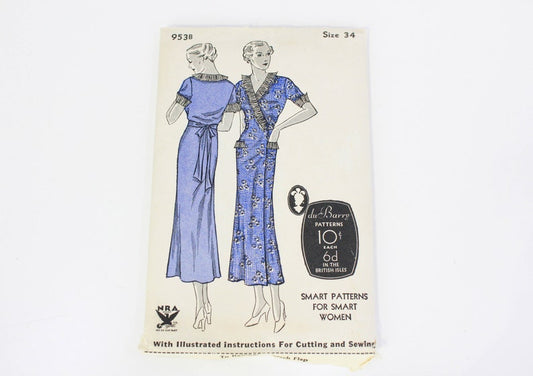 1930s dress sewing pattern dubarry 953B unused