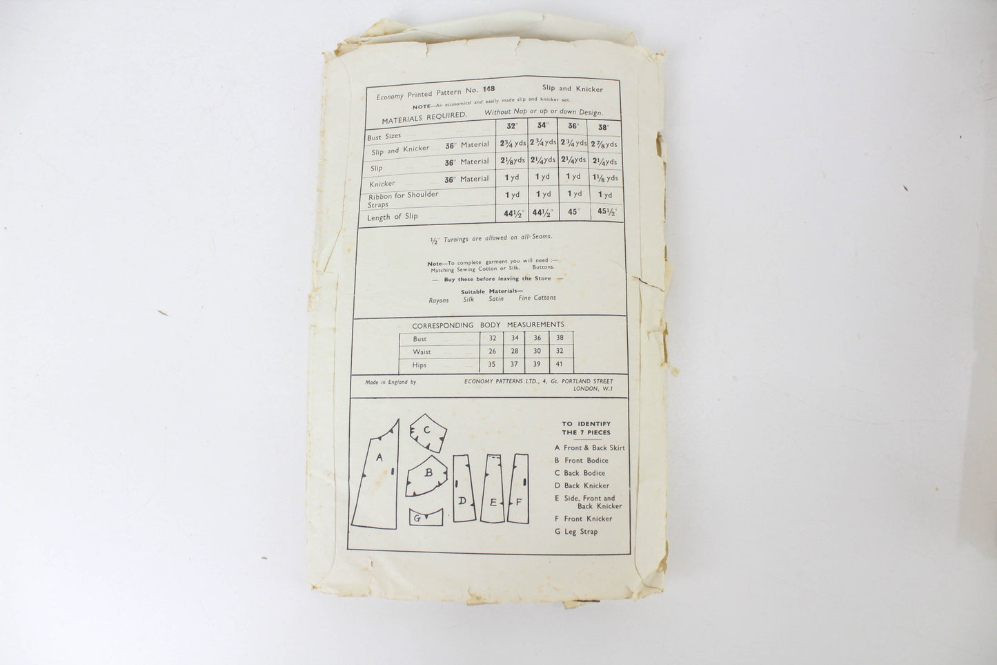 1940s petticoat slip knickers sewing pattern economy design 148