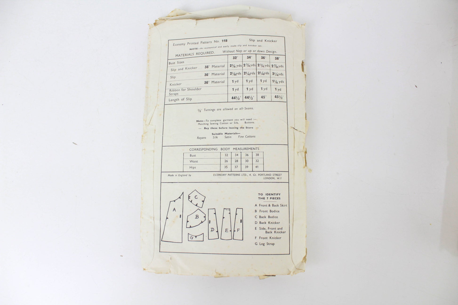 1940s petticoat slip knickers sewing pattern economy design 148