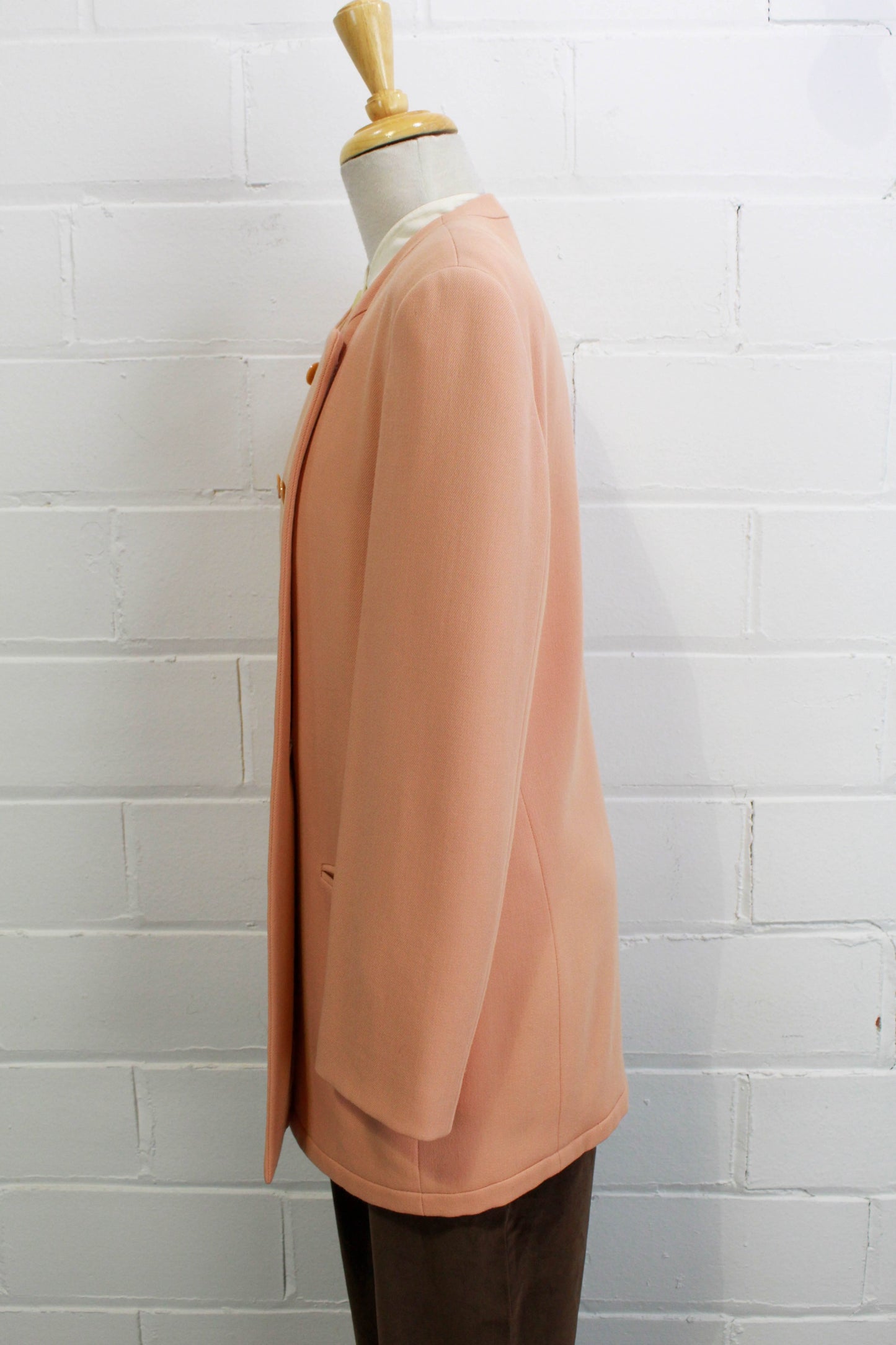 90s Giorgio Armani Peach Wool Blazer Double Breasted Vintage Designer Jacket